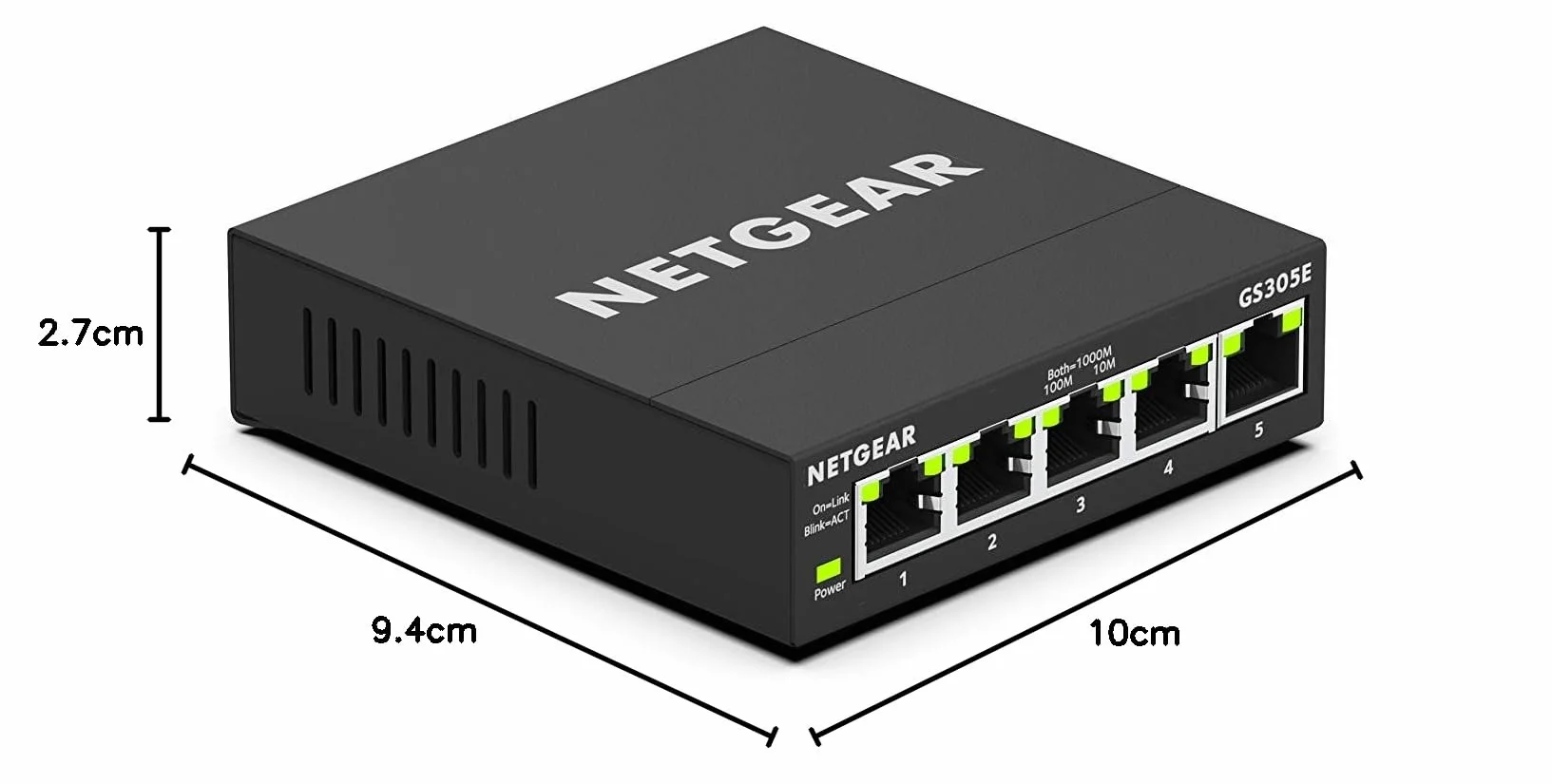 NETGEAR Przełącznik zarządzalny GS305E 5-portowy Gigabit Ethernet LAN Plus (Plug-and-Play, zarządzalny, IGMP Snooping, QoS, VLAN, bez wentylatora, solidna metalowa obudowa), czarny