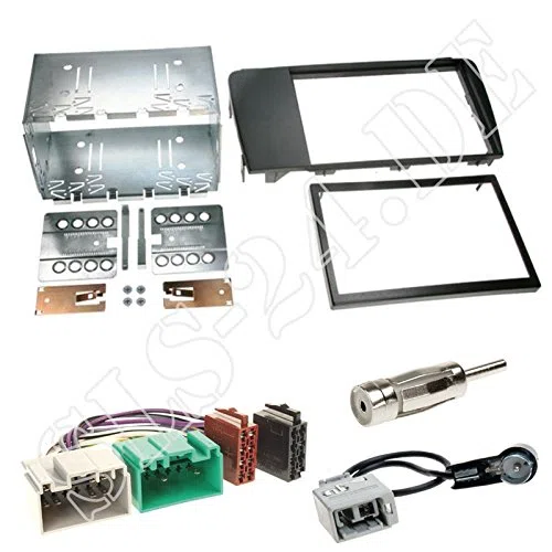 Zestaw do zabudowy: radio samochodowe podwójne DIN 2-DIN ramka montażowa ramka montażowa osłona radia czarna + ISO KFZ Radio Adapter kabel adaptera + adapter antenowy do Volvo S60 V70 od 09.2004 do 2009 Volvo XC 70 od 2004-2007