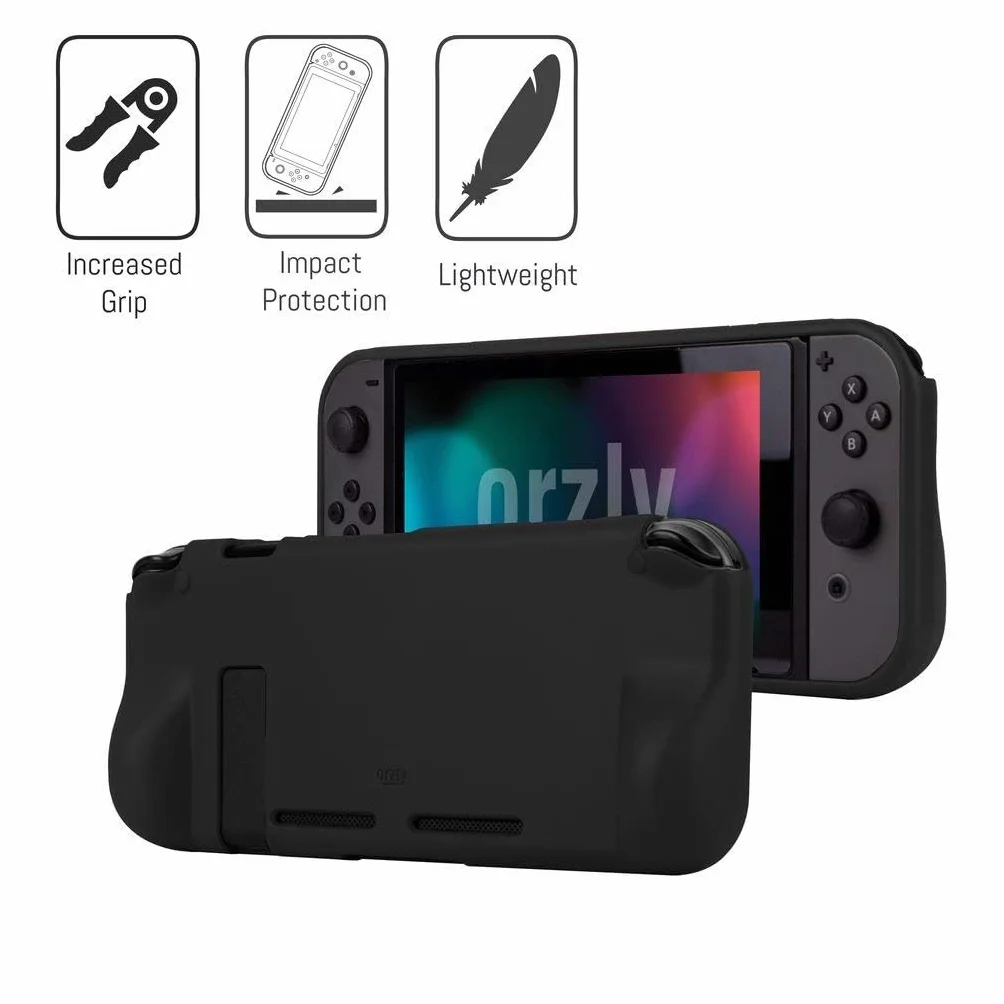 Nintendo Switch Akcesoria, Orzly Ultimate Pakiet do Nintendo Switch [Pakiet zawiera: Ochraniacze ekranu z hartowanego szkła, Kabel Typu C, Pokrowiec (Twarde etui), Komfortowe etui uchwyt itp...] -
