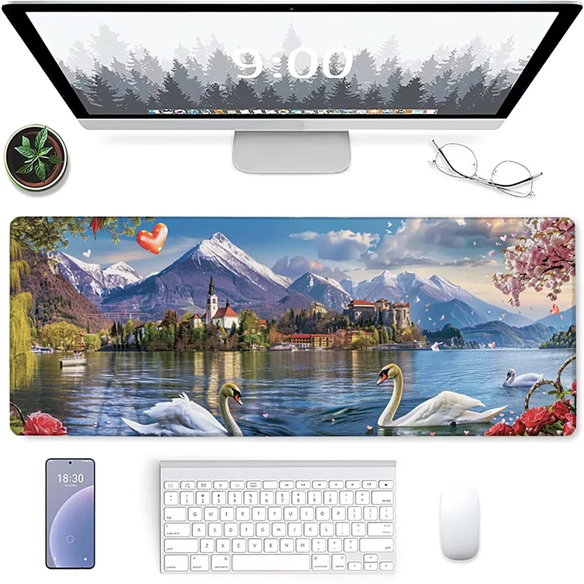 See Gamingowa podkładka pod mysz, 1500 x 800 mm, niebieska podkładka na biurko, ze zszytymi krawędziami, wodoodporna, antypoślizgowa, gumowa podkładka, na PC, akcesoria biurowe, akcesoria gamingowe,