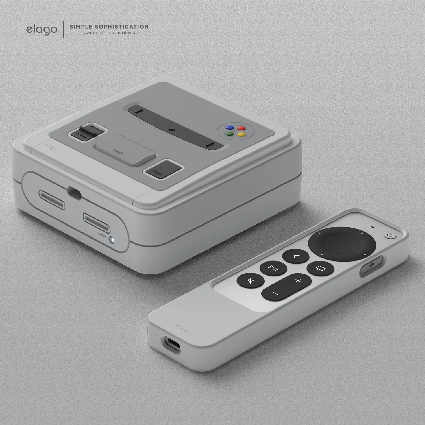 elago Etui T4 kompatybilne tylko z Apple TV 4K 3. generacji 2022 (HD) – z wycięciem na czujnik podczerwieni i wycięciem LED (nie pasuje do modeli z 2021 r.) (jasnoszare)
