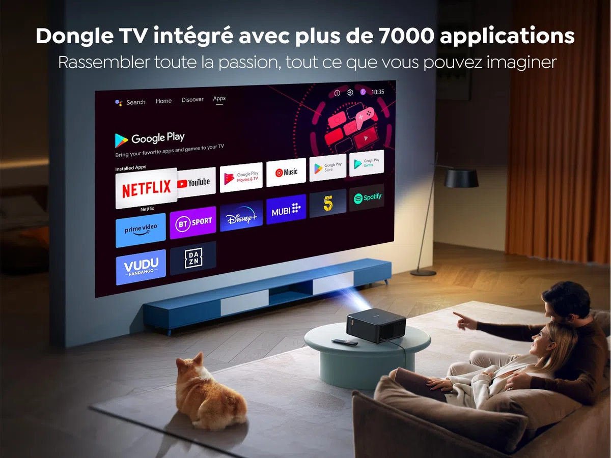 YABER Projektor FHD, wbudowany klucz do telewizora, Bluetooth K2s 800 ANSI WiFi6, dźwięk przez JBL/Dolby Audio, obsługiwany przez Native 1080P 4K, automatyczne ustawianie ostrości i keystone, LED