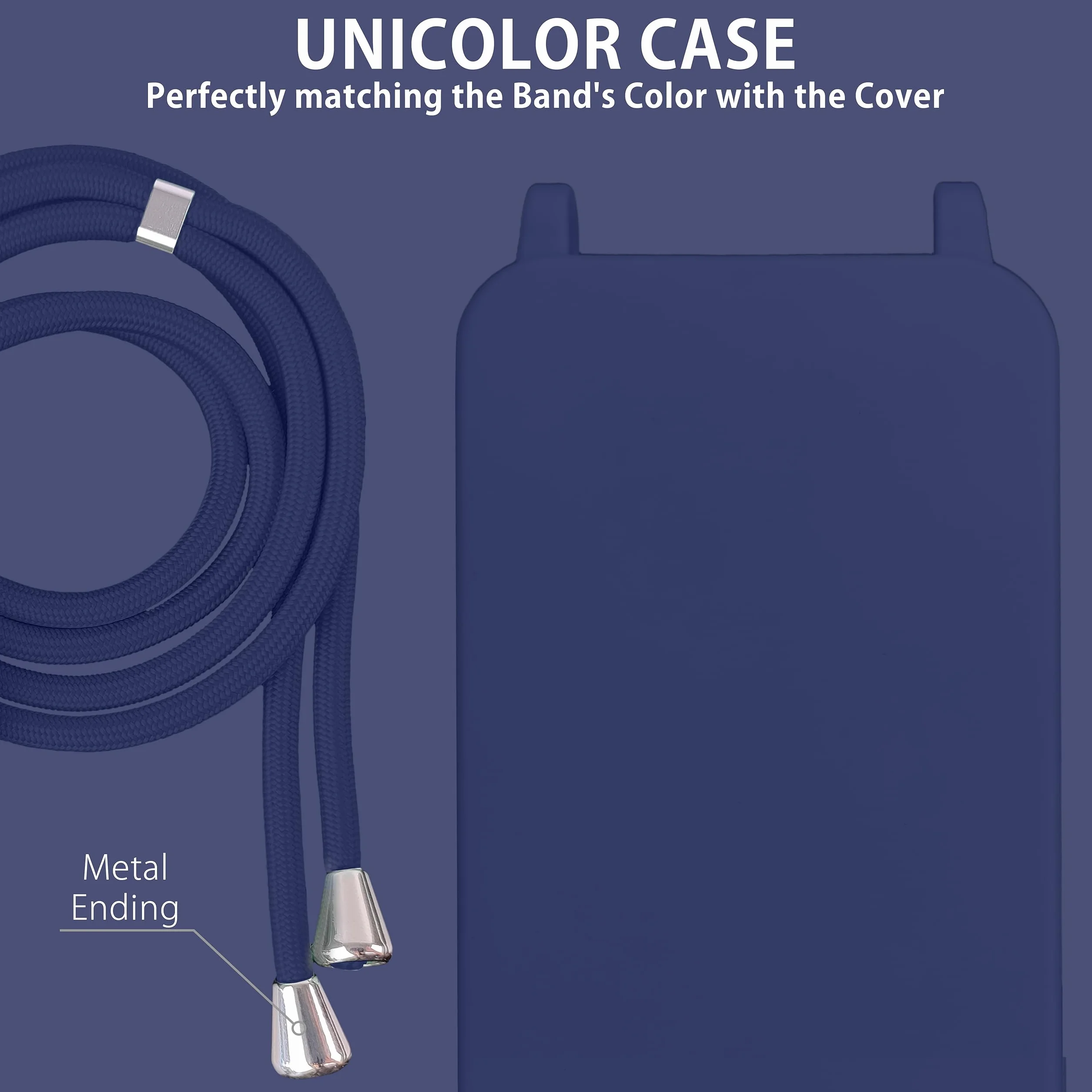 MyGadget smycz do telefonu dla Apple iPhone 14 Pro - [ Etui z regulowanym paskiem ] - TPU etui z paskiem do zawieszenia - Sznurek pokrowiec ochronny - Ciemnoniebieski