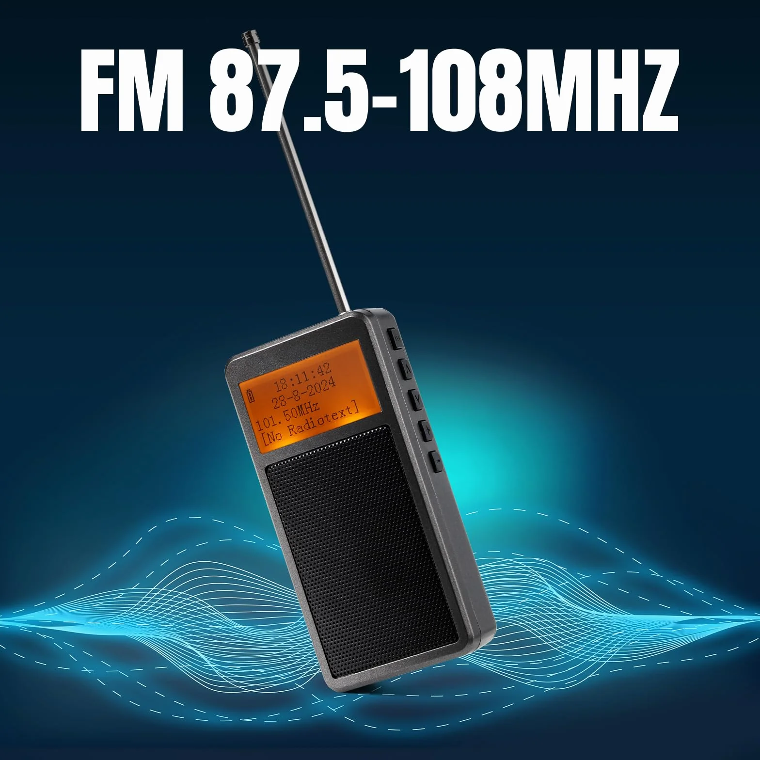 Raddy RF205 FM przenośne radio, kieszonkowe mini radio z połączeniem BT 5.3, wyjście sygnału FM-BT, głośnik odtwarzacza muzyki MP3 zasilany bateryjnie, ładowanie typu C, budzik, szary