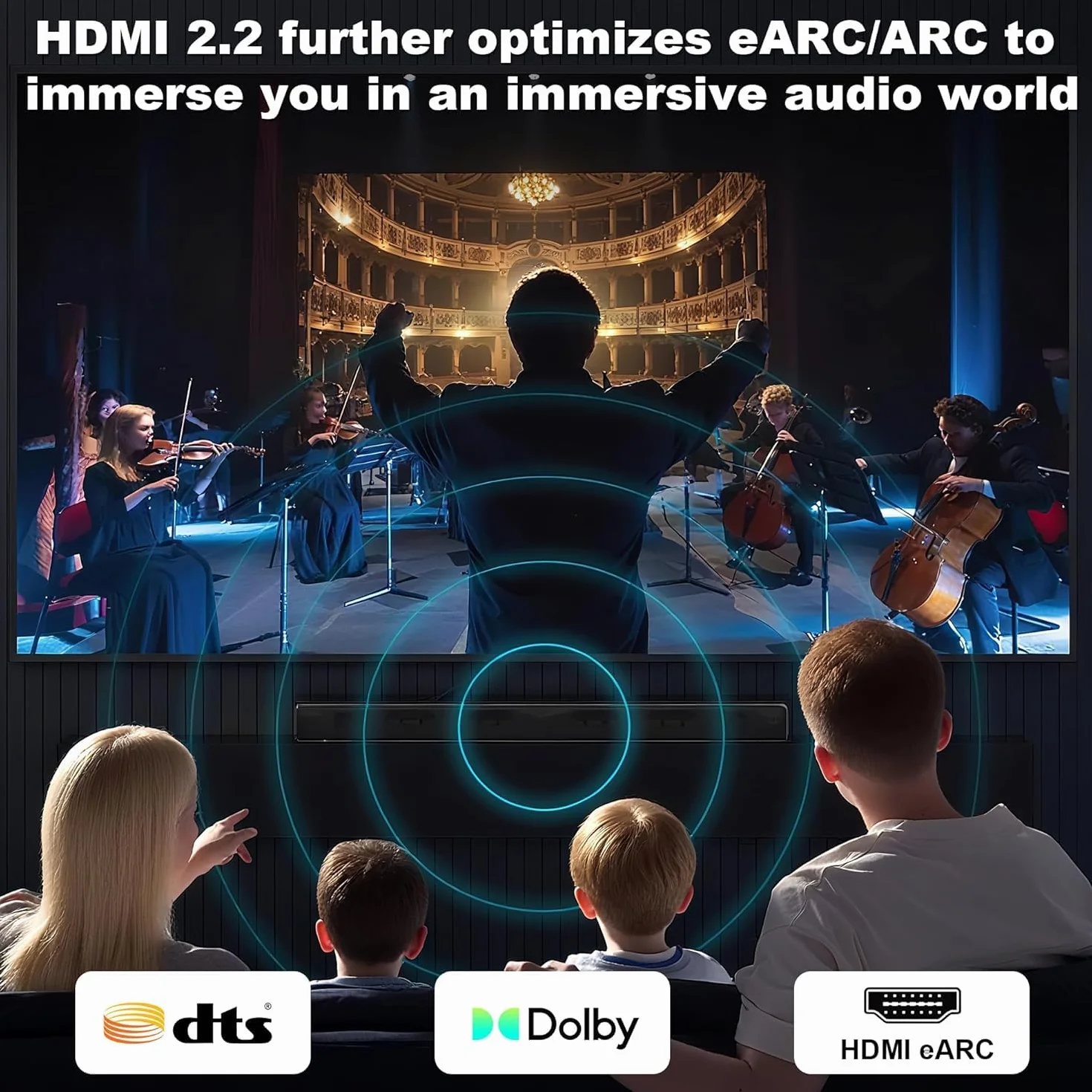 CAKOBLE HDMI 2.2 Przedłużacz | Przedłużacz HDMI Męsko-Żeński (Wtyk-Gniazdo) | 96Gbps Ultra Szybki, 16K@60Hz, 8K@240Hz, 4K@480Hz | eARC, HDR10+, HDCP 2.2&2.3, Dolby Vision/Atmos (2m+2m)