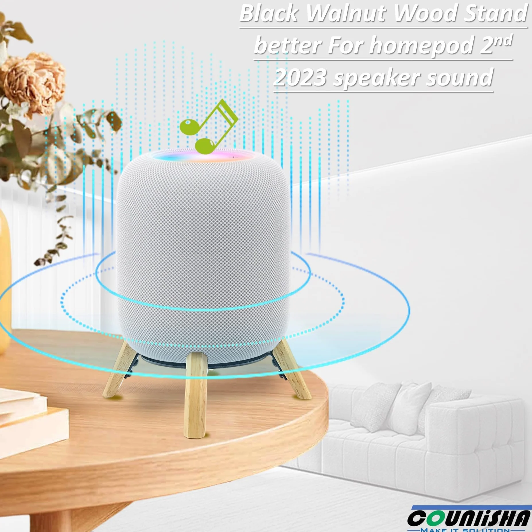 Stojak z prawdziwego drewna dla Homepod 2. generacji 2023 akcesoria do łóżka dźwiękowego stabilny drewniany stojak dla Home pod 2023 generacji biały dąb