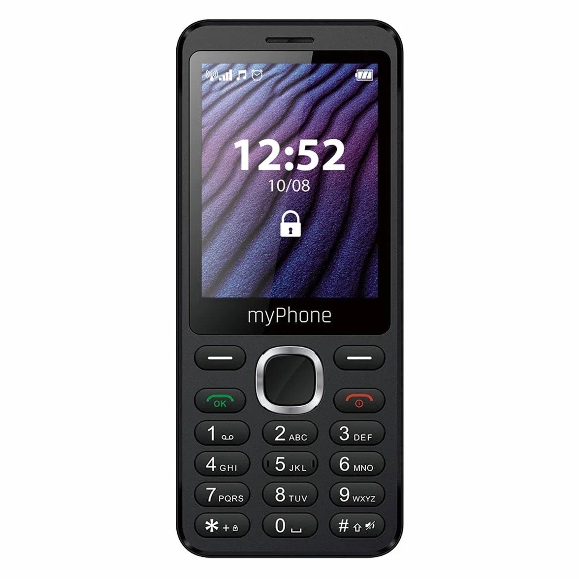 myPhone Maestro 2, telefon klawiszowy, kolorowy wyświetlacz, duży ekran 2,8", dual sim, latarka, bluetooth, pojemna bateria 1000 mAh, smukła obudowa, aparat, duże klawisze, radio, czarny