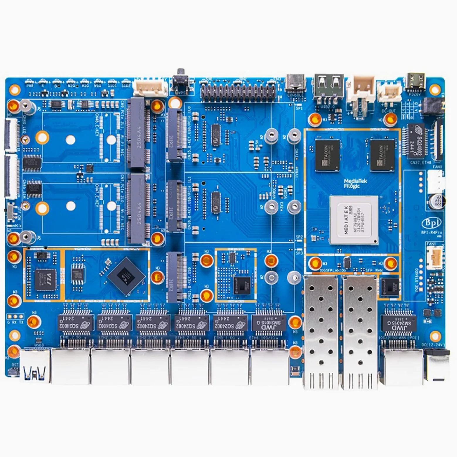 Banana Pi BPI R4 Pro WiFi 7 Router OpenWrt, MT7988A CPU 4/8GB DDR4 RAM 4X 2,5G port Ethernet 2 x 10G port światłowodowy obsługuje 4G/5G, do inteligentnego domu NAS-Gateway routera internetowego