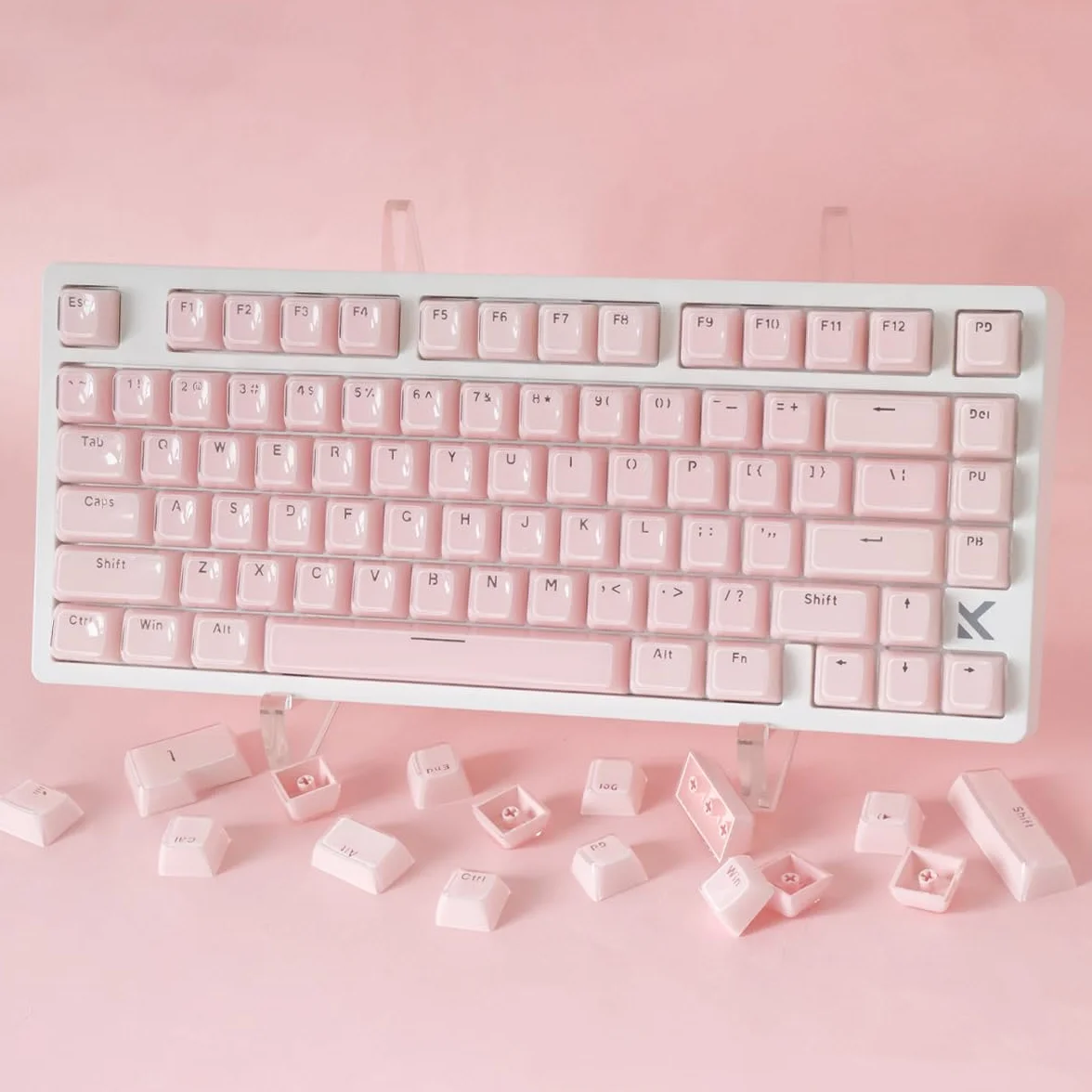 Sunzit Crystal Jelly Pink Keycaps, profil MDA, przezroczyste jadeitowe klawisze, 130 klawiszy błyszczą przez niestandardowe klawisze, zestaw nasadek na klawisze 60%, 65%, 75%, 100% Cherry MX