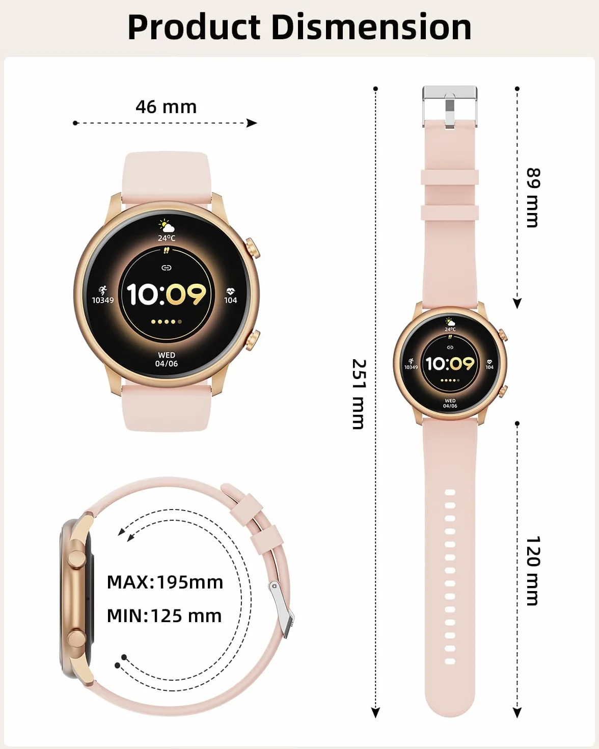 Smartwatch 1,39" z monitorem tętna snu SpO2 stresu, wodoodporny IP68, Fitness Smartwatch dla Android iOS