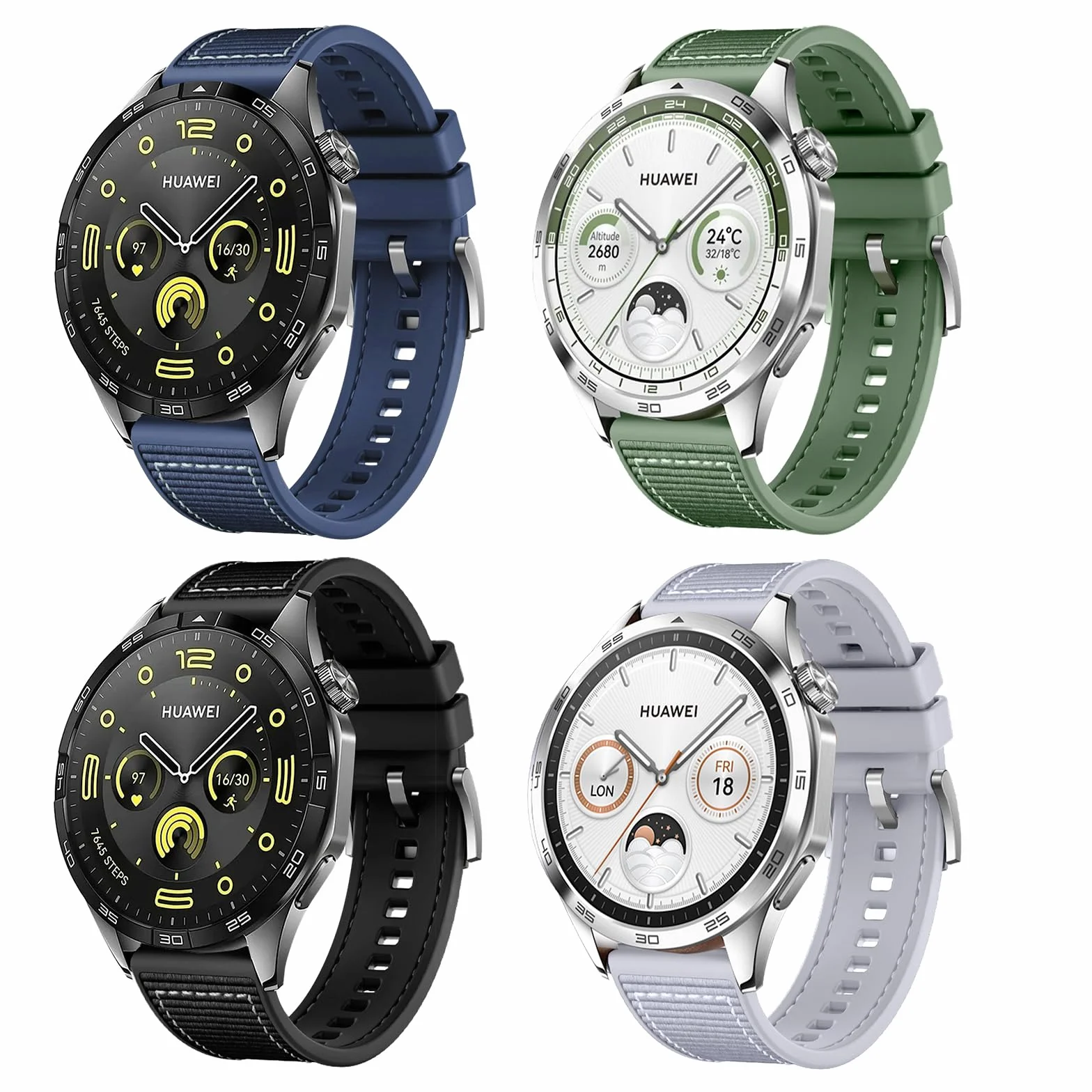 ZoRoll Pasek 22 mm kompatybilny z Huawei Watch GT4 46 mm/Watch 4 Pro/Watch 4/Watch Ultimate/Watch Buds, tkana nylonowa miękka silikonowa wymienna bransoletka sportowa do Huawei Watch 3 Pro