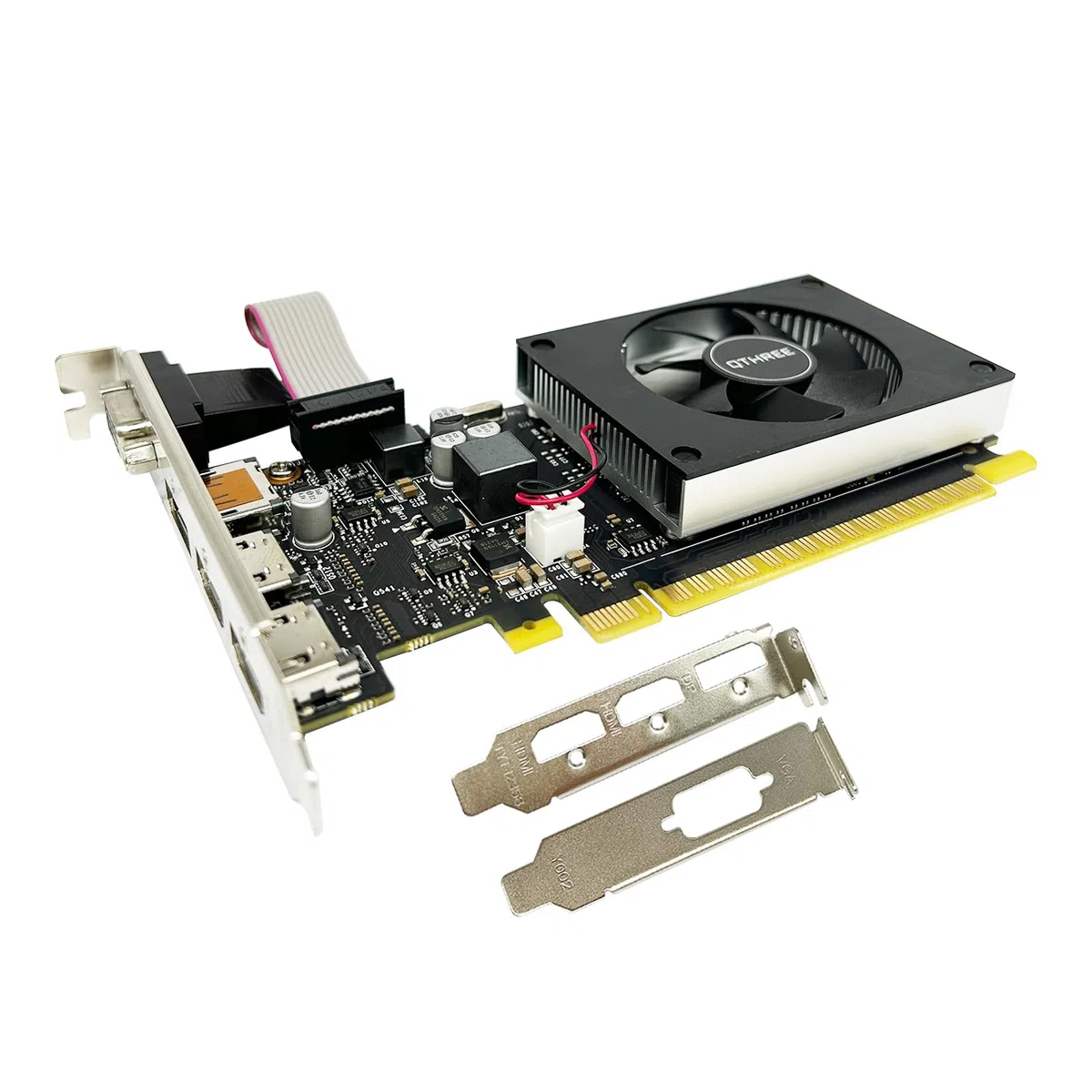 QTHREE GeForce GT 730 karta graficzna 4 GB 64-bitowa DDR3, 2x HDMI, VGA, DP, komputerowe karty wideo do gier PC, PCI E x8 2.0, obsługa 4 monitorów, Win11, DirectX 12, niskoprofilowa, (NVIDIA GeForce