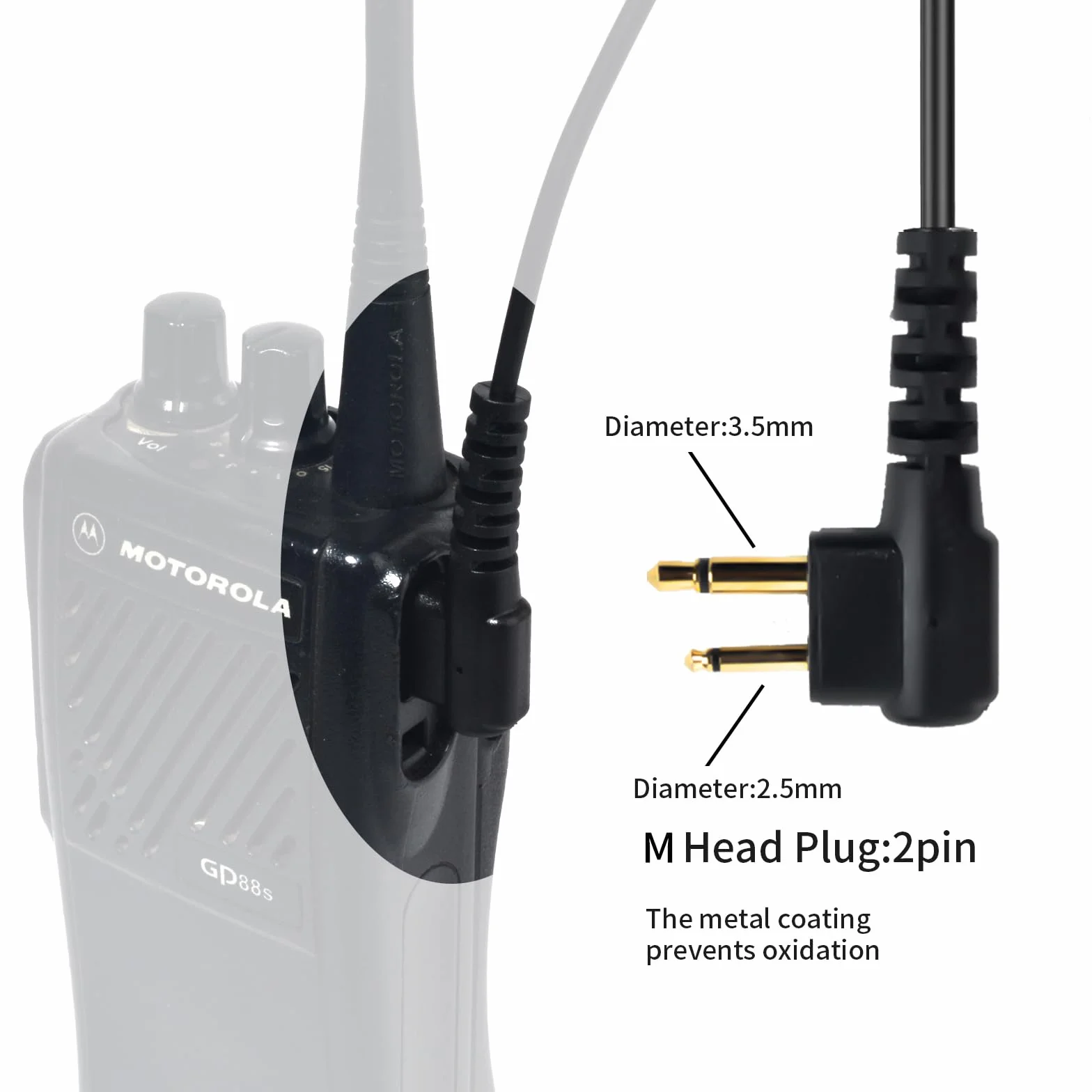 UAYESOK Słuchawki Walkie Talkie, G-Shape Bodyguard Security Radio słuchawka 2-pinowa z mikrofonem PTT i słuchawkami dousznymi do radia dwukierunkowego Motorola CP040 DP1400 GP300 XT420 XT460 Hytera