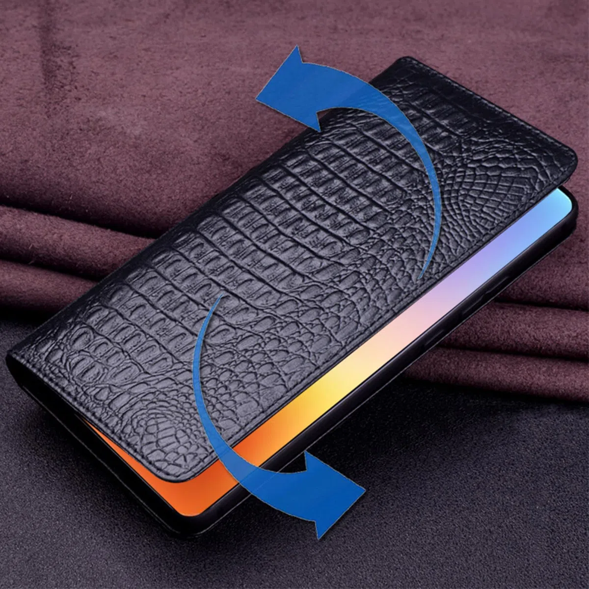 Etui z prawdziwej skóry do Huawei Pura 90 Pro Max / 90 Pro / 90, cienkie etui na telefon komórkowy z klapką z podszewką z mikrofibry, czarne, 90 Pro Max