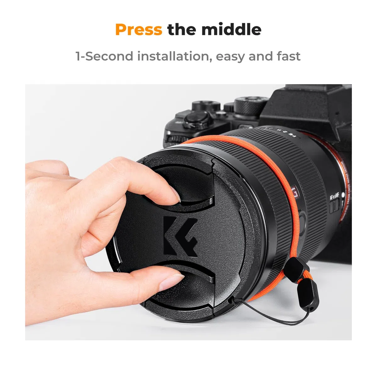 Zestaw 3 uniwersalnych dekielków na obiektyw K&F Concept 52 mm do aparatów Canon Nikon Fujifilm Olympus Panasonic, 3 paski mocujące dekielki, 3 ściereczki czyszczące z mikrofibry (9 w 1)