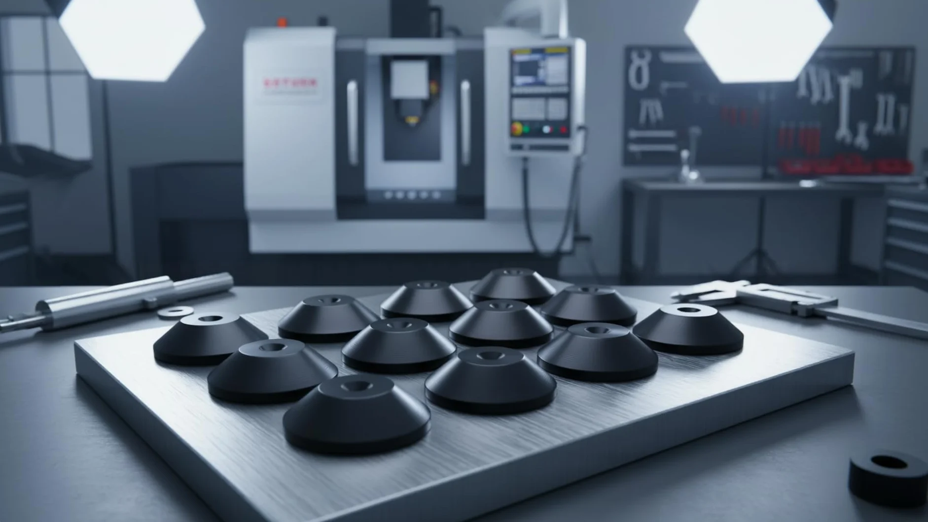 PrecisionGeek Podkładki do głośników – czarne anodowane aluminium – Coned Ø20 – zestaw 8 sztuk