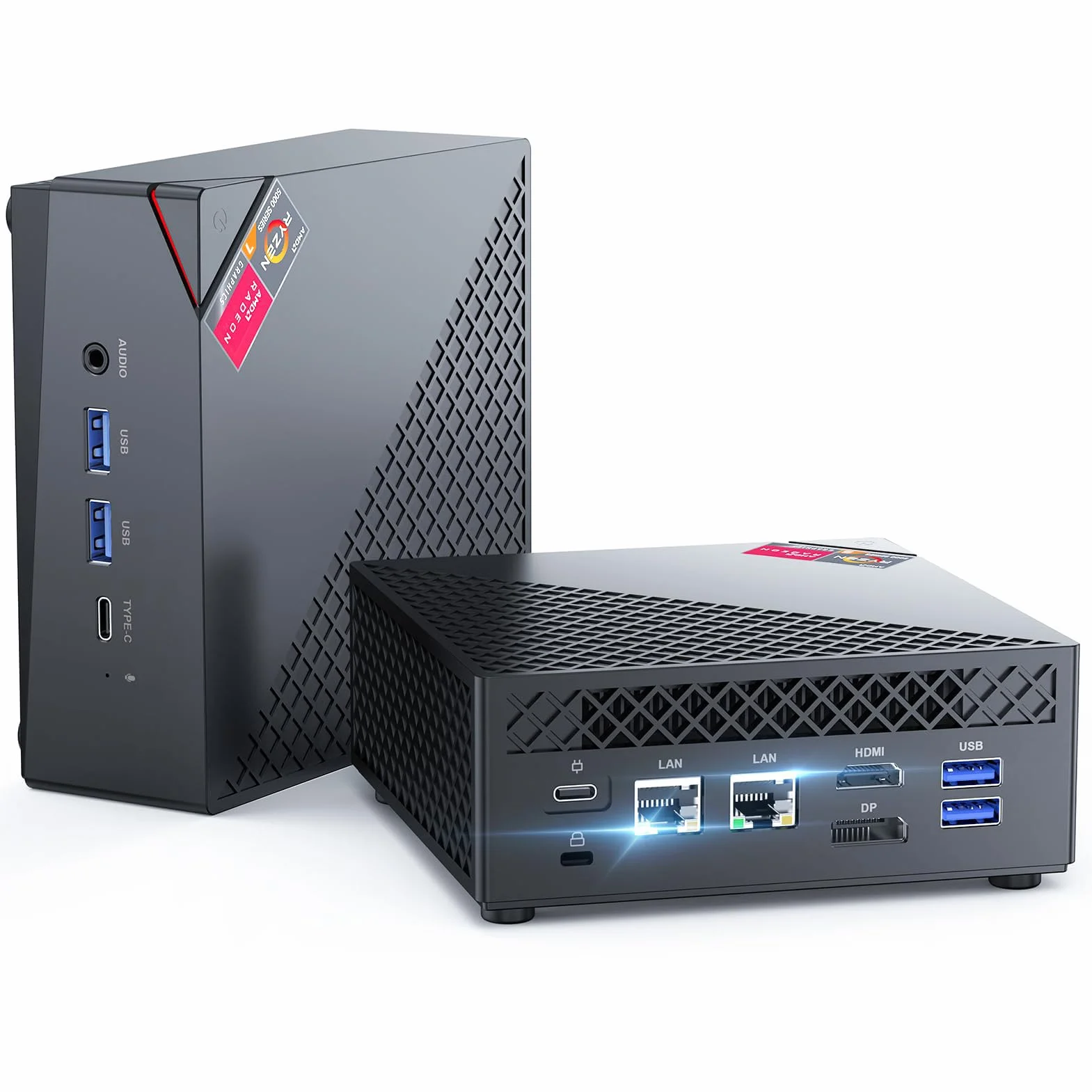 NiPoGi AM06 PRO Mini PC, АMD Ryzen 7 5800U (8C/16T, do 4,4 GHz), 16 GB DDR4 512 GB SSD Mini Desktop Computer WiFi 6, BT 5.2, Dual-LAN, DP/HDMI 2.0/Type-C 4K UHD Triple Display do gier/biura.