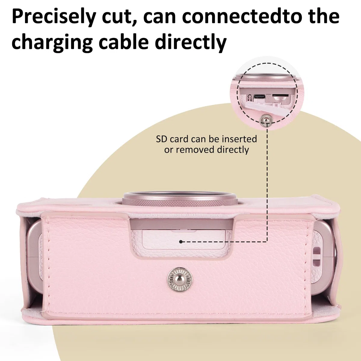 MUZIRI KINOKOO Pokrowiec na aparat Fuji Mini Evo, etui ochronne ze skóry PU kompatybilne z Fuji instant, z paskiem na ramię – kolor miękki różowy, nowoczesny design