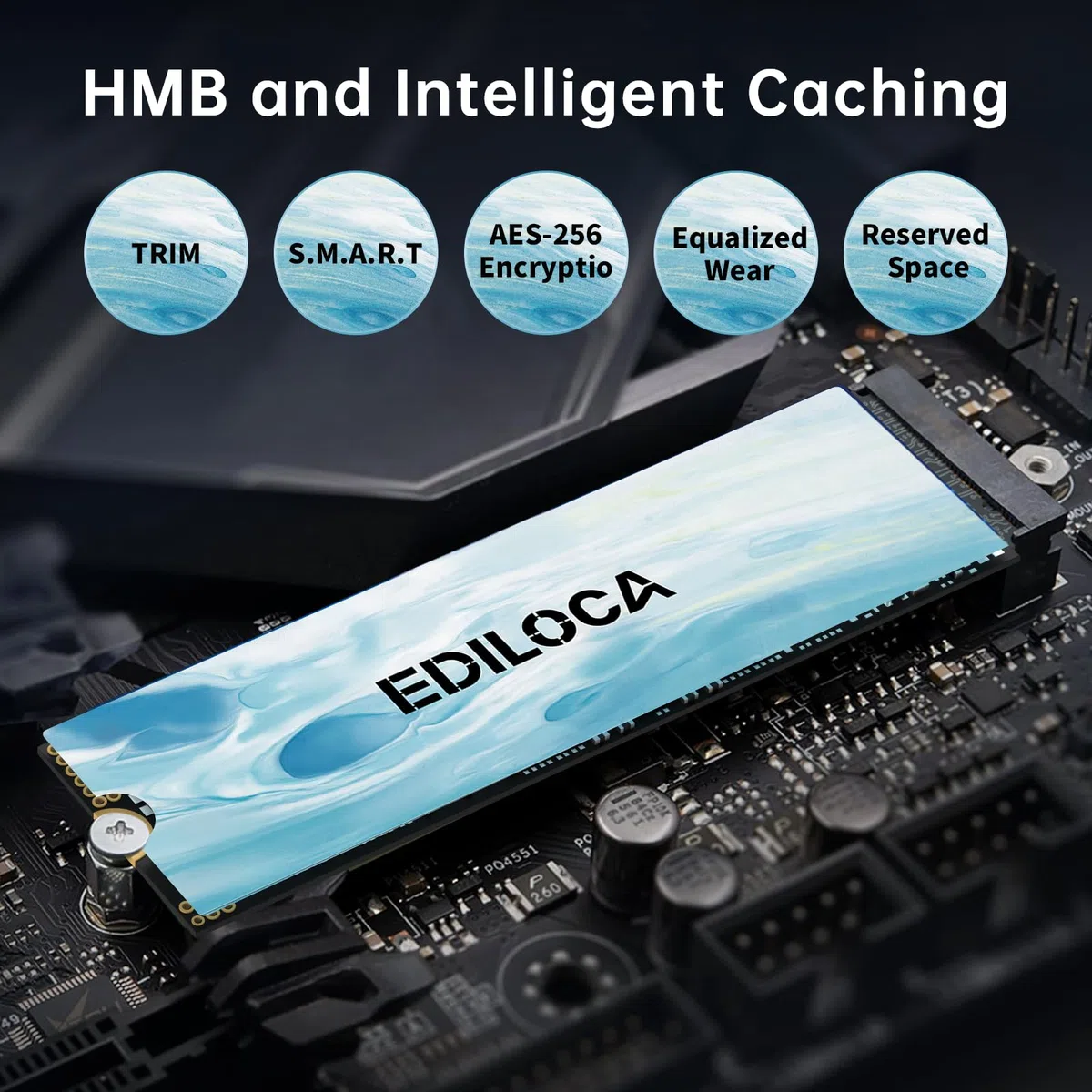 Ediloca EN880E M.2 SSD 500 GB NVMe SSD M2 2280 PCIe Gen 4x4, odczyt do 6300 MB/s, wewnętrzny dysk półprzewodnikowy do laptopa stacjonarnego