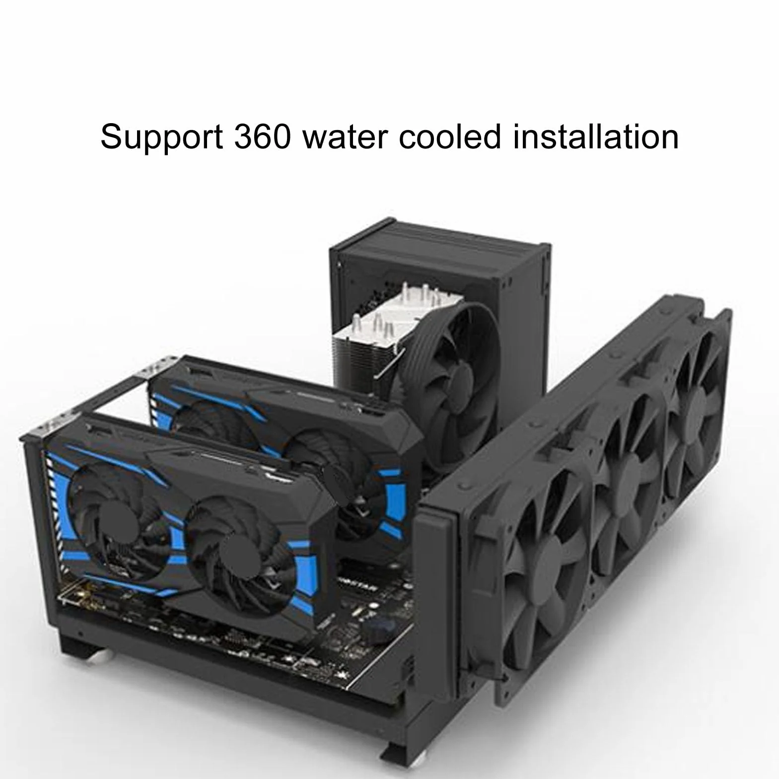 Dpofirs Stojak na Komputery Typu DIY, Rama Obudowy Komputera Typu Open Air z Uchwytem do Płyt Głównych ATX M ATX ITX, Radiator 360 Mm i Obsługa GPU na Pełnej Wysokości, Konstrukcja z Blachy Stalowej
