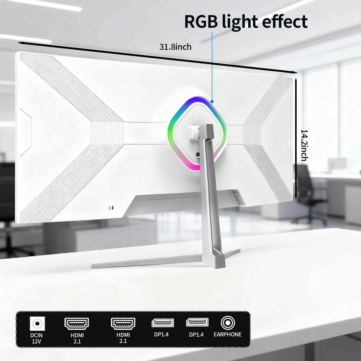 ZZA Monitor do gier 34'' - 165 Hz/180 Hz WQHD (3440 x 1440P), zakrzywiony monitor o ultra szerokości 34 cali, FreeSync do gier bez przerwy, 100% sRGB, HDMI 2.1 i DP 1.4, PBP Mod
