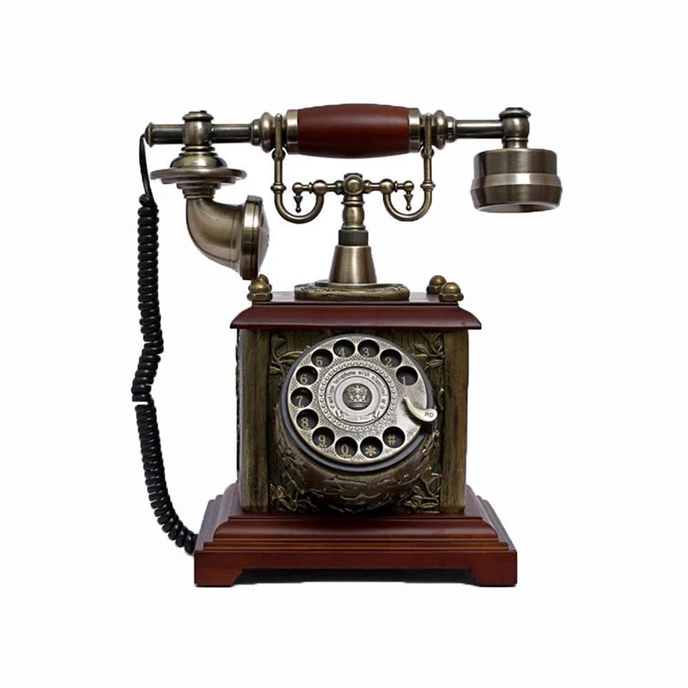 Telefon stacjonarny do domu, europejski telefon w stylu antycznym, telefony z tarczą obrotową, telefon stacjonarny w stylu retro, telefon przewodowy do domu i wystroju, brązowe kreatywne telefony w s