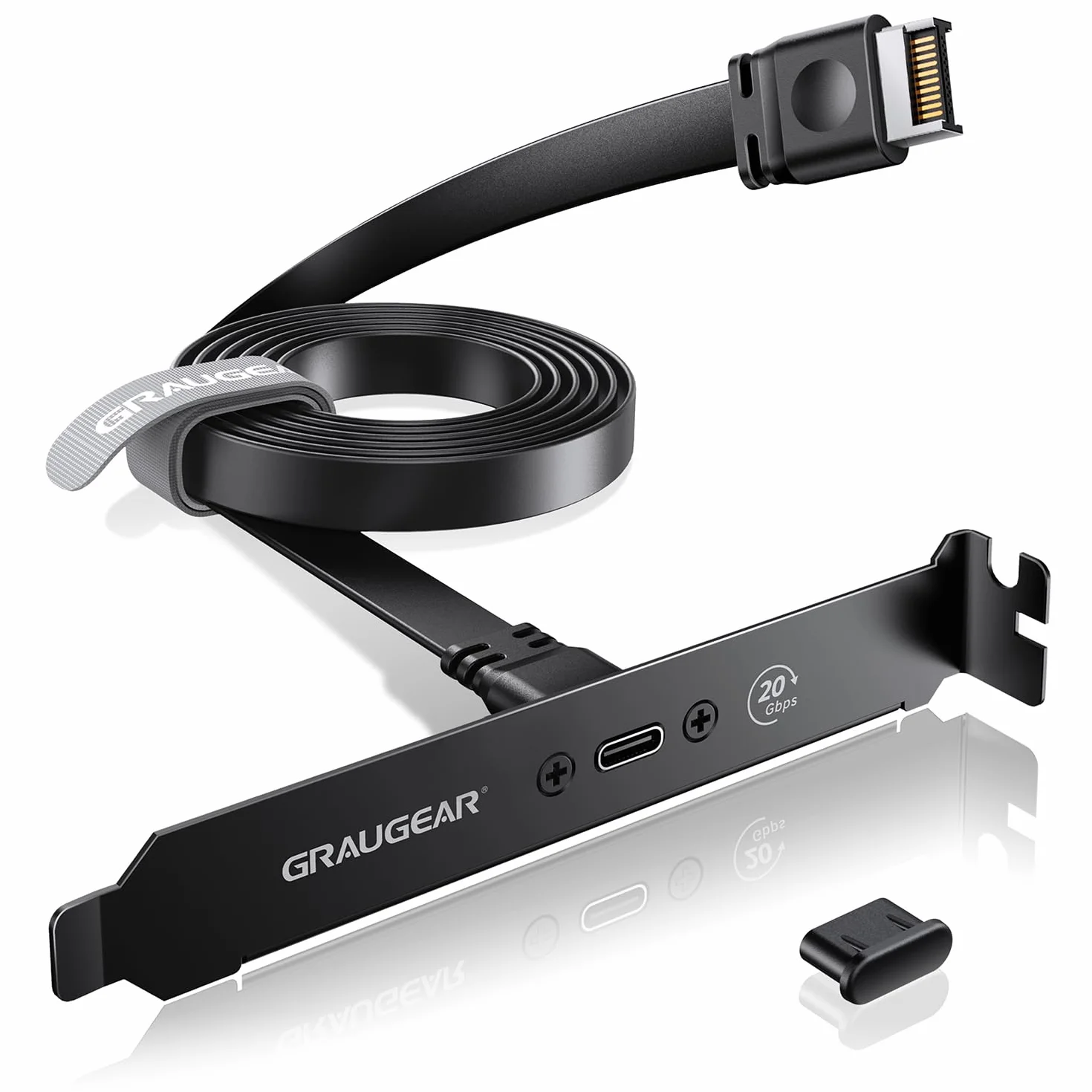 GRAUGEAR 20 Gbit/s USB-C rozszerzenie gniazda PCI, adapter A-Key na USB C, USB 3.2 Gen2 x 2 20 Gbps, 20 pin USB-e Header, czarny