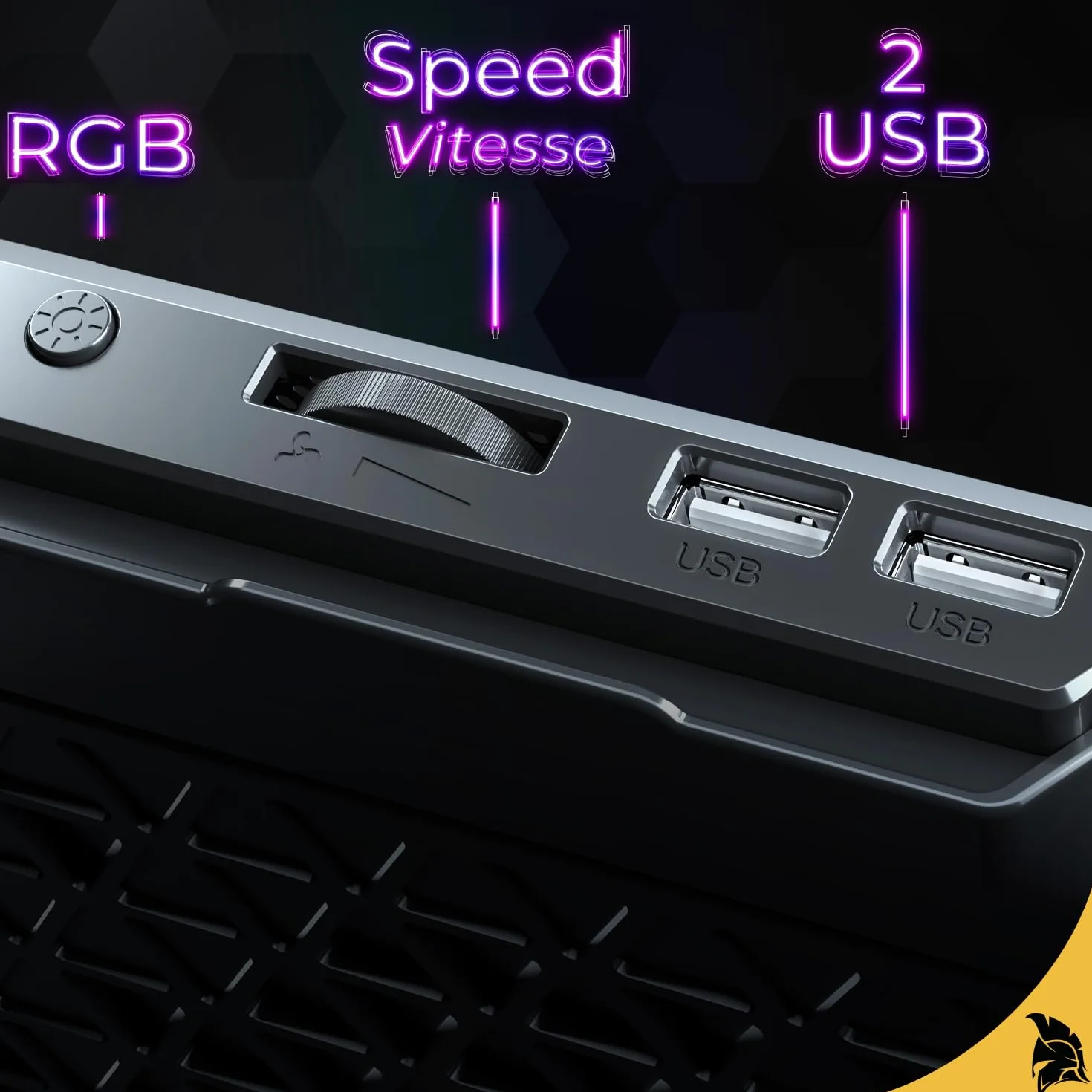 EMPIRE GAMING Guardian C600 chłodziarka do laptopa 12" do 15,6" – 6 wentylatorów – pokrętło prędkości, 7 trybów RGB, 5 regulowanych wysokości, zdejmowany uchwyt