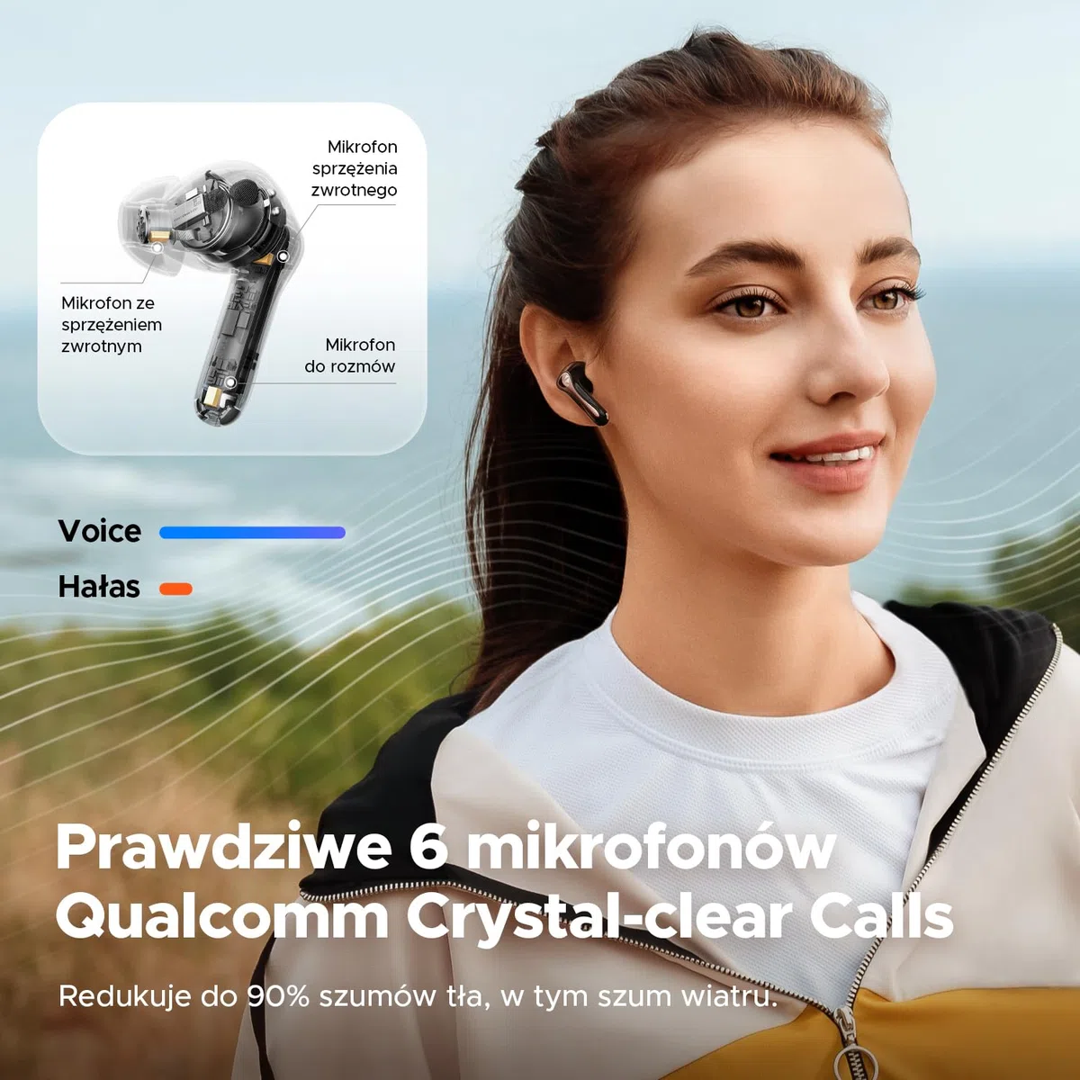 SOUNDPEATS Air5 Pro Bezprzewodowe Słuchawki Douszne z Adaptacyjnym Hybrydowym Tłumieniem Hałasu, Bluetooth 5.4, Hi-Res Audio z aptX Lossless i LDAC, 6 Mikrofony, 37H Czasu Odtwarzania Czarny
