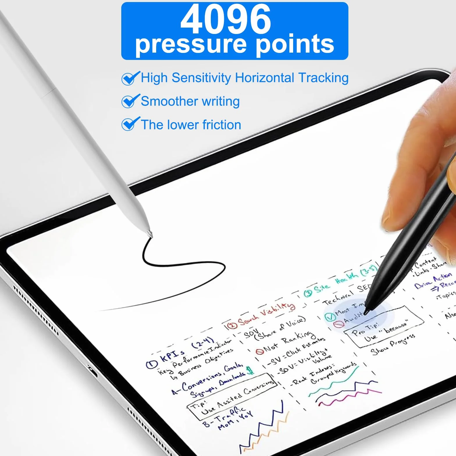 Wymienne końcówki do Kindle Scribe Pen 10 szt., końcówki do długopisów kompatybilne z rysikiem premium niezwykłe pióro cyfrowe 1/2 Plus 4096 poziomów z teczką na długopisy (bez zużytych 5 stalówek