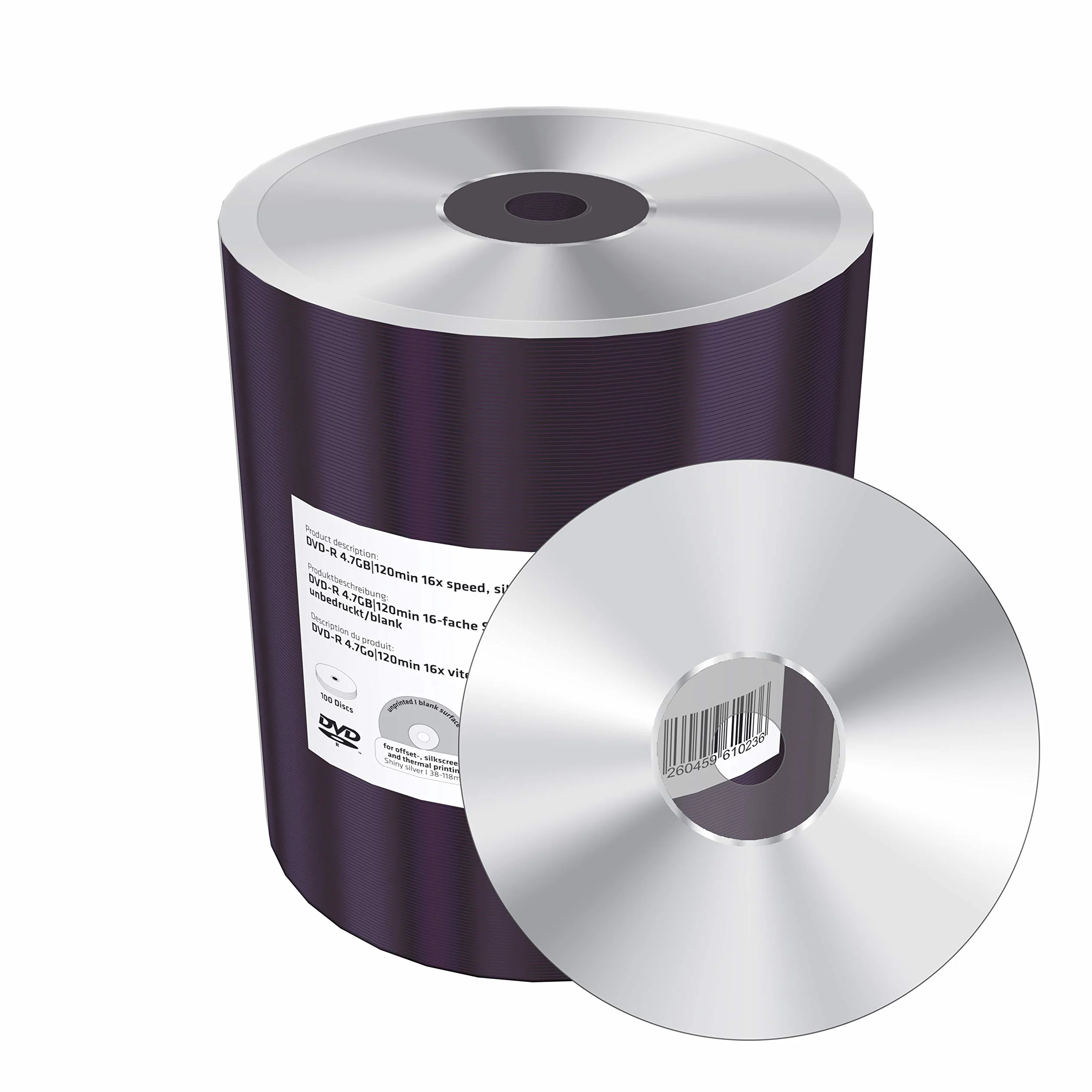 DVD-R 4,7 Gb 120 min 16x Speed srebrny Shrink 100