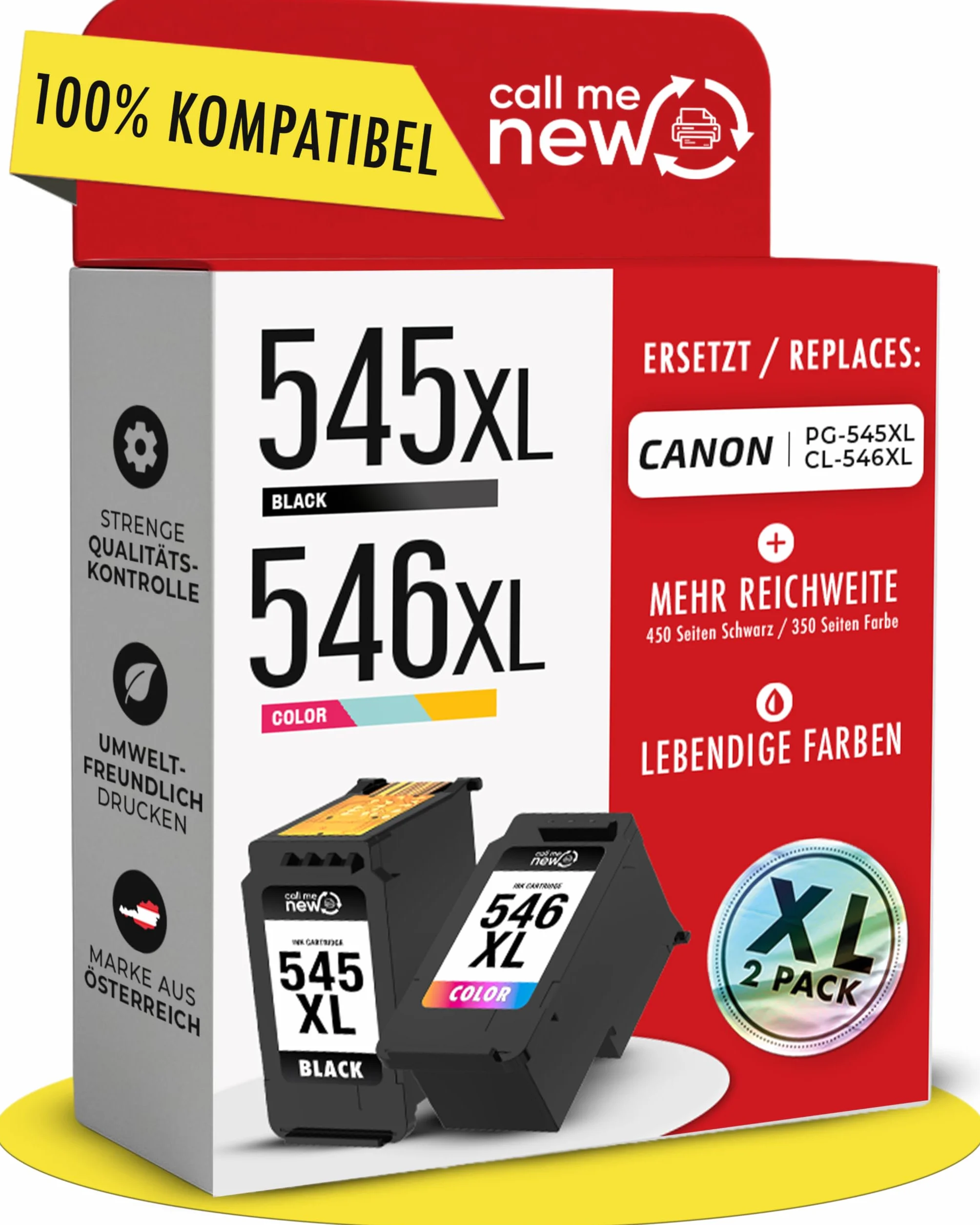 545XL & 546XL wkłady do drukarki – kompatybilne z kartridżami do drukarek Canon 545 546 XL Multipack (PG-545XL czarny i CL-546XL kolor), wydajność XL, inteligentny chip, zamiennik PIXMA