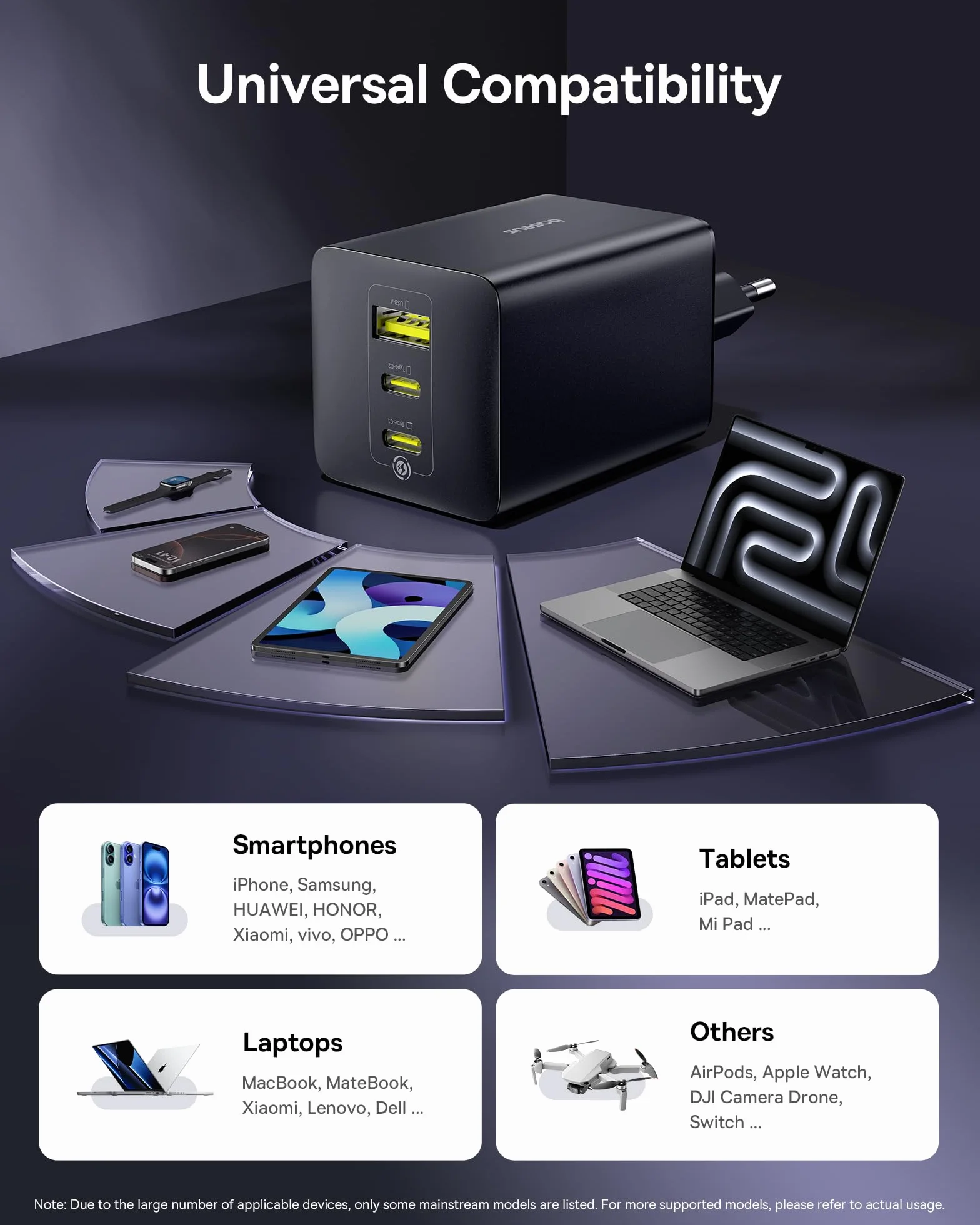Ładowarka Baseus EnerFill FE11 100W 2xUSB-C + USB-A Czarna