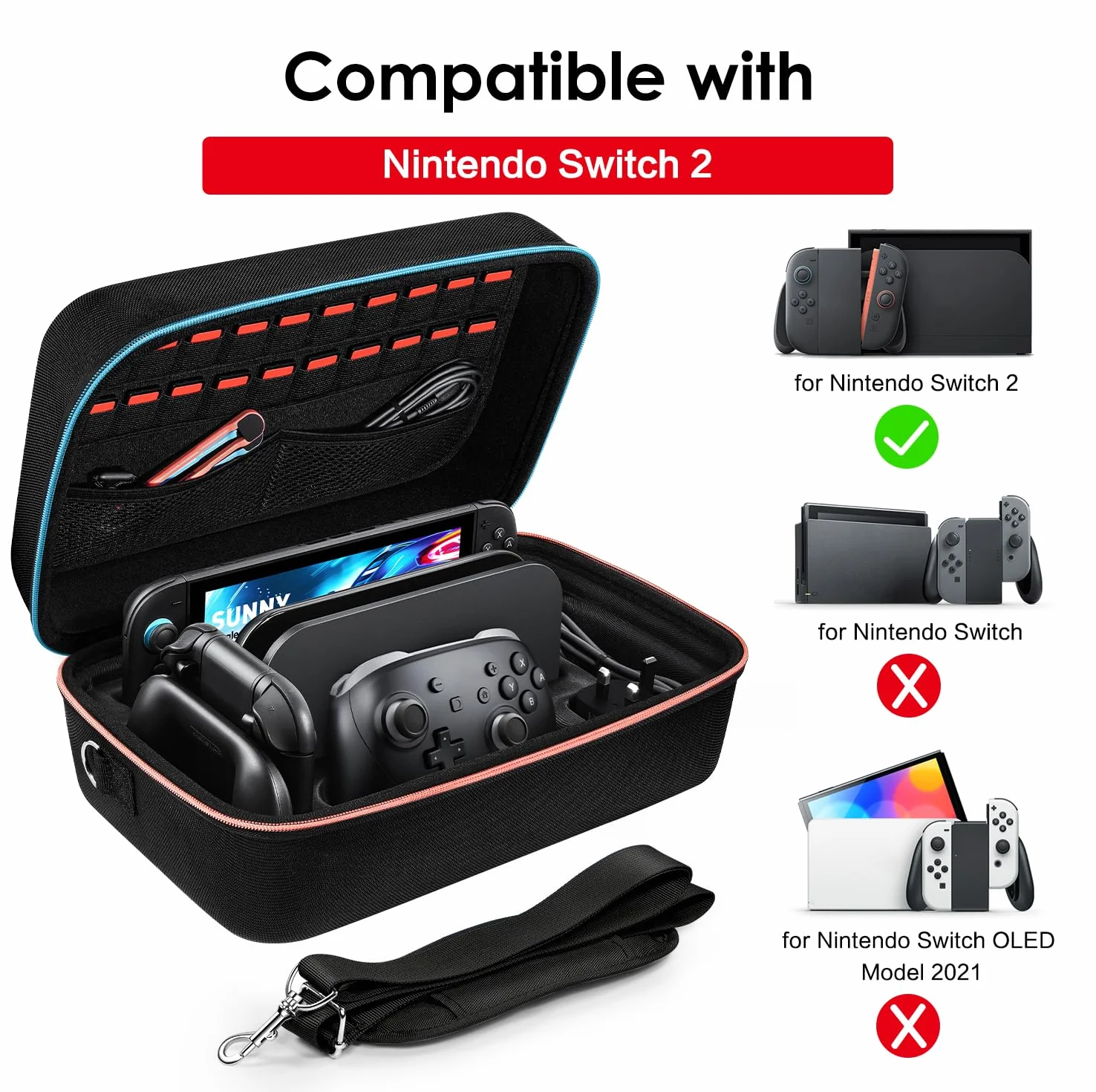 Ivoler torba Kompatybilna z Nintendo Switch 2 Model 2025, Deluxe Twarda torba na przenoszenie, ochronna, przenośna osłona, etui ochronne na konsolę Switch 2, i inne akcesoria