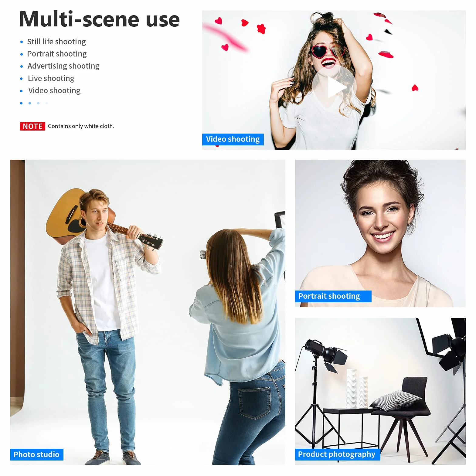 Neewer 3 x 3,6 m PRO Photo Studio, składane tło do fotografii, wideo i telewizji (tylko tło) - białe