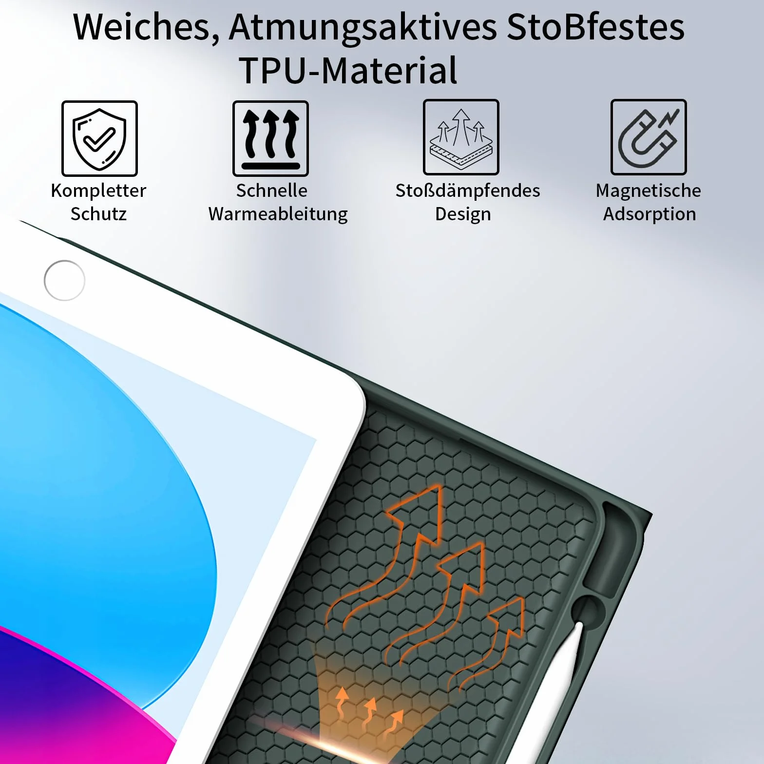Etui z klawiaturą do iPada 9/8/7 gen (2021/2020/2019) 10,2 cala, TPU, QWERTZ, Bluetooth, zielony