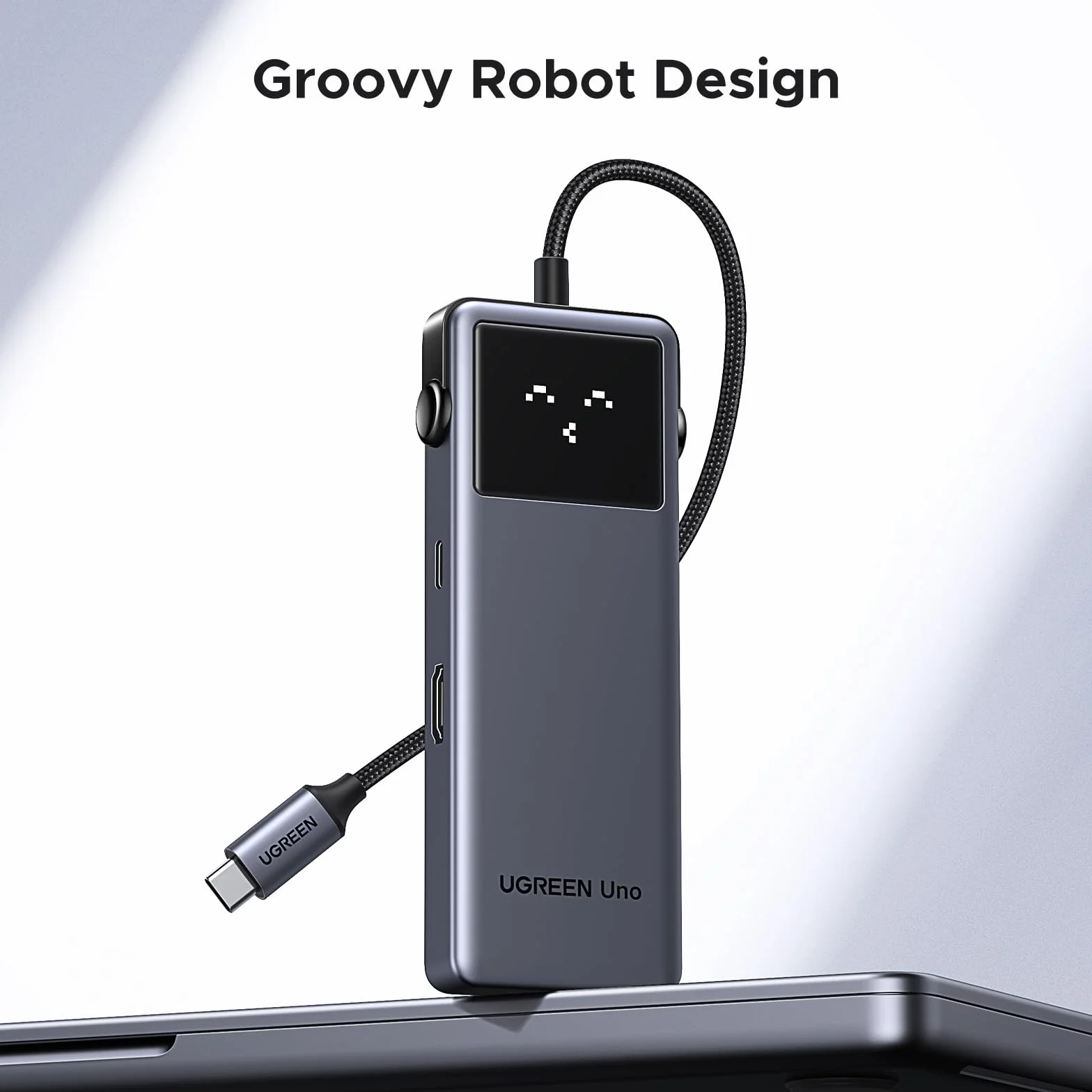 UGREEN Uno USB C Hub 10Gbps 4K@60Hz HDMI Inteligentny wyświetlacz LED PD 100W Adapter USB C 2*USB A i 2*USB C