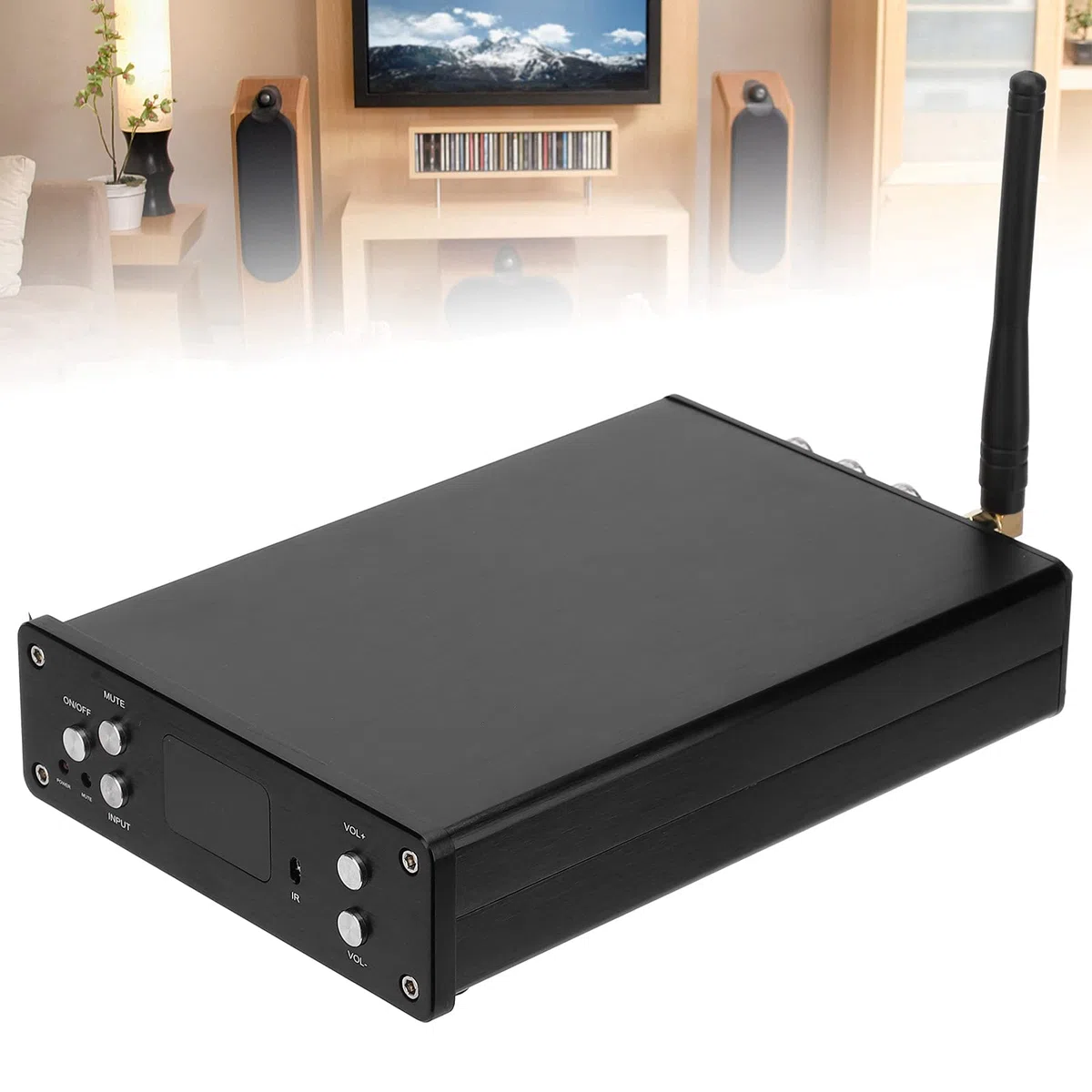 Ejoyous Wzmacniacz Mocy Wzmacniacz Bluetooth 5.0 ze Stopu Aluminium STA326 50 W Plus 25 W Plus 25 W DC 24V do 32 V z Optycznym Koncentrycznym Wejściem USB dla Użytkowników Domowego Sprzętu Audio