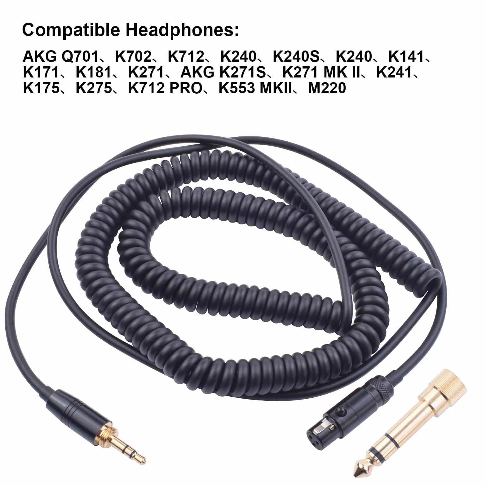 Zamienny kabel audio do słuchawek AKG K240 K240S K240MK II Q701 K702 K141 K171 K181 K271s K271 MKII M220 Pioneer HDJ-2000 czarny