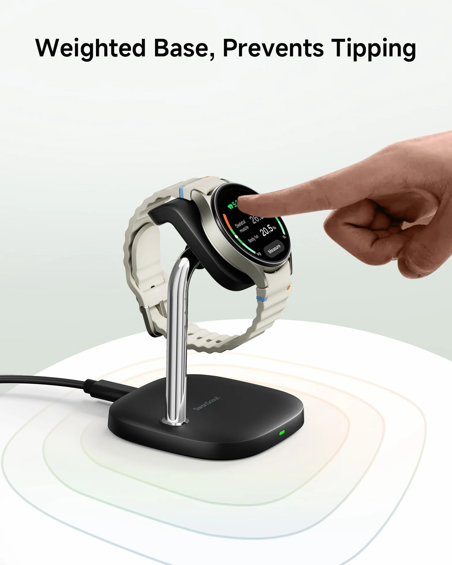 SwanScout 505S Podstawka Ładowarka dla Samsung Galaxy Watch Ultra/8/7/6/5/4/3/Active 2, Szybkie Ładowanie, Czarny