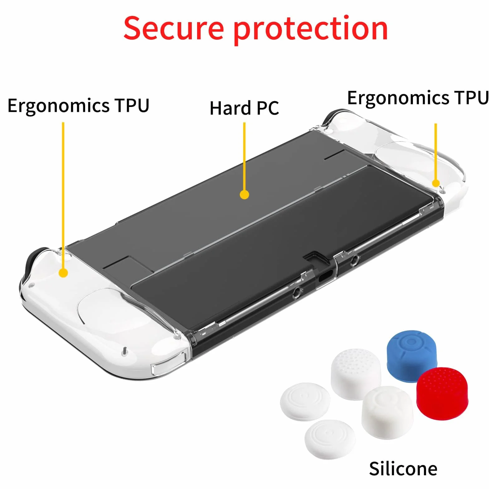 Teyomi osłona ochronna do Nintendo Switch OLED 2021, przezroczysta, miękka osłona Joycon TPU, twarda obudowa poliwęglan