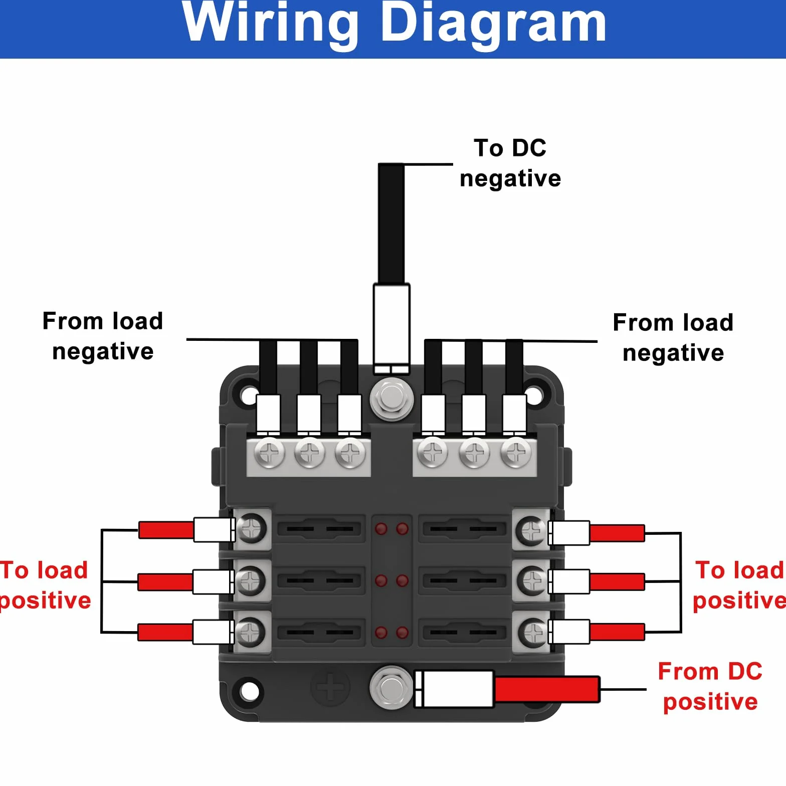6-kierunkowa skrzynka bezpieczników, 12 V/24 V DC, ATC/ATO, z 16 bezpiecznikami, wskaźnik LED, ujemne ostrze magistrali do samochodu, łodzi, kampera, ciężarówki, morskiego