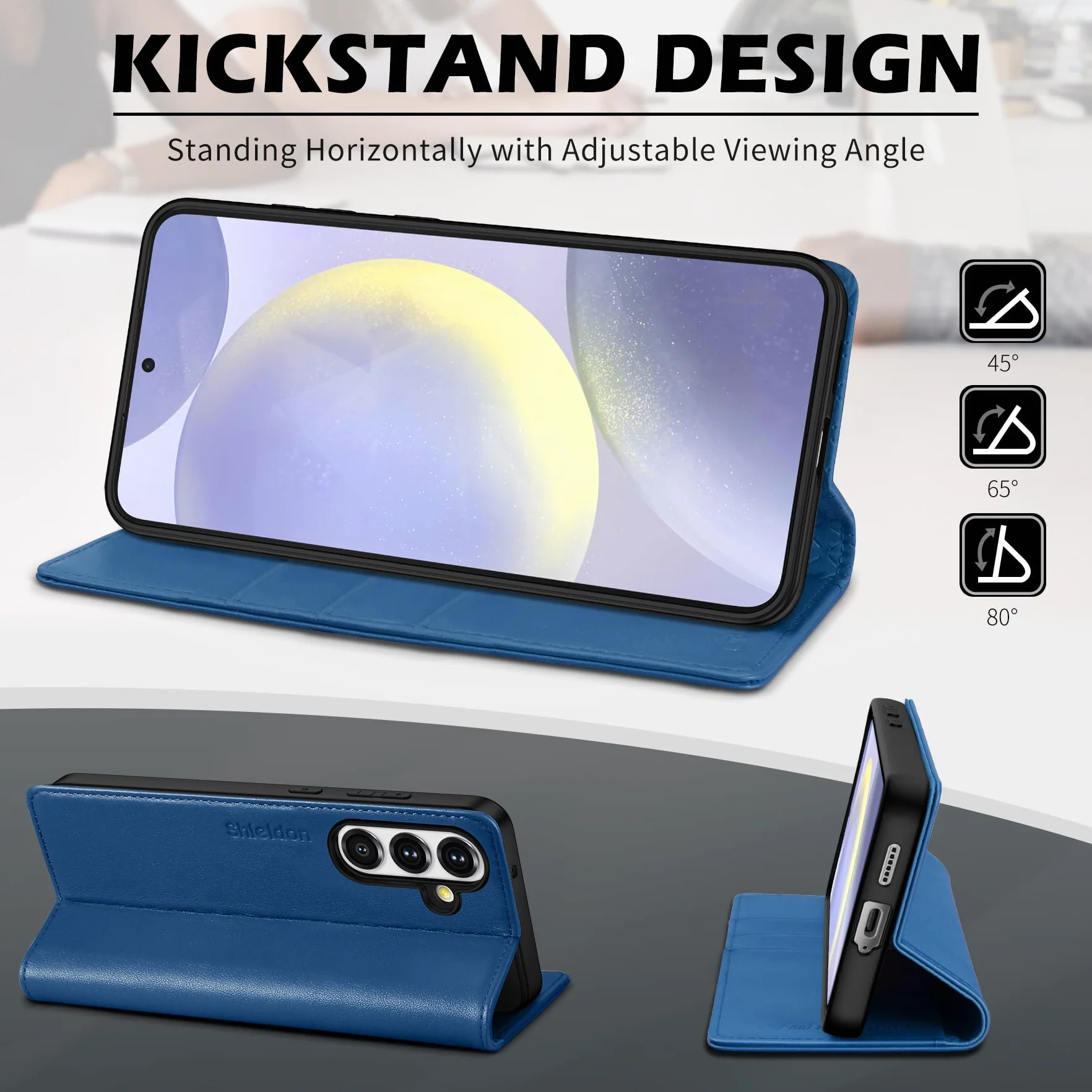 SHIELDON Etui portfelowe na telefon Galaxy S25 5G, etui z klapką z prawdziwej skóry [etui na karty] [podpórka] [blokada RFID] [wewnętrzna powłoka TPU] magnetyczne, odporne na wstrząsy, kompatybilne z