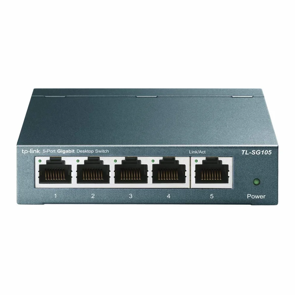 TP-Link TL-SG105 – 5-portowy gigabitowy przełącznik sieciowy, metalowa obudowa, Plug & Play, bez wentylatora – do sieci domowej i biurowej