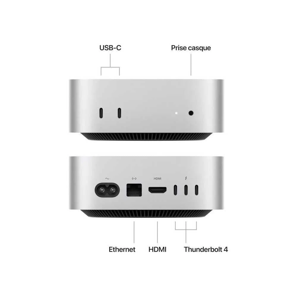 Apple Mac mini komputer stacjonarny z chipem M4 Pro, 12-rdzeniowym procesorem i 16-rdzeniowym GPU: 24GB ujednoliconej pamięci, 512 GB pamięci SSD, Gigabit Ethernet. Kompatybilny z iPhone/iPad