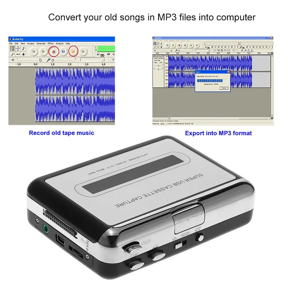 Docooler USB Converter Taśma na MP3 i kaseta Player,konwertuje kasety audio na cyfrowe kasety MP3 do nagrywania w MP3 lub Windows