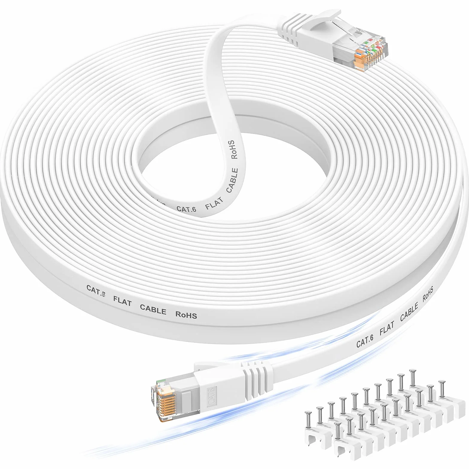 Nixsto Kabel Ethernet 30 m RJ45 Cat 6 z testerem do modemu routera switch biały