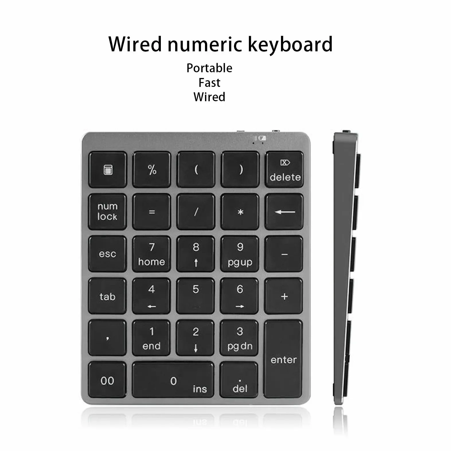 Bezprzewodowe Podkładki Numeryczne, Klawiatura Numeryczna USB Bluetooth, 28 Klawiszy Przenośna Mini księgowość Finansowa Ładowalna Klawiatura Numeryczna do Laptopa, Komputera (Ciemny szary)
