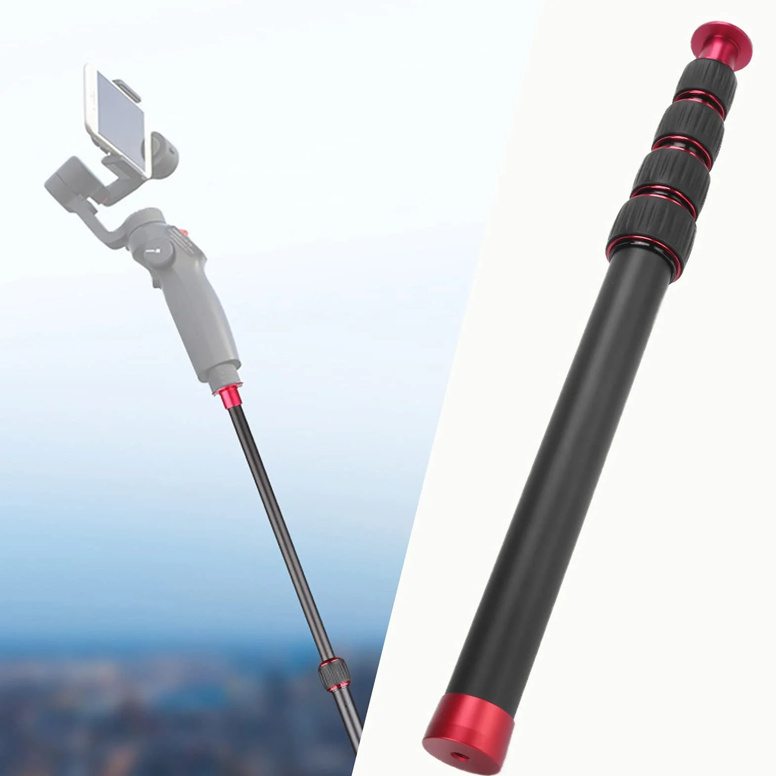 Przedłużacz do Monopodu Aparatu 42,5 Cala, Teleskopowy Kij do Selfie, Stabilny Monopod Fotograficzny