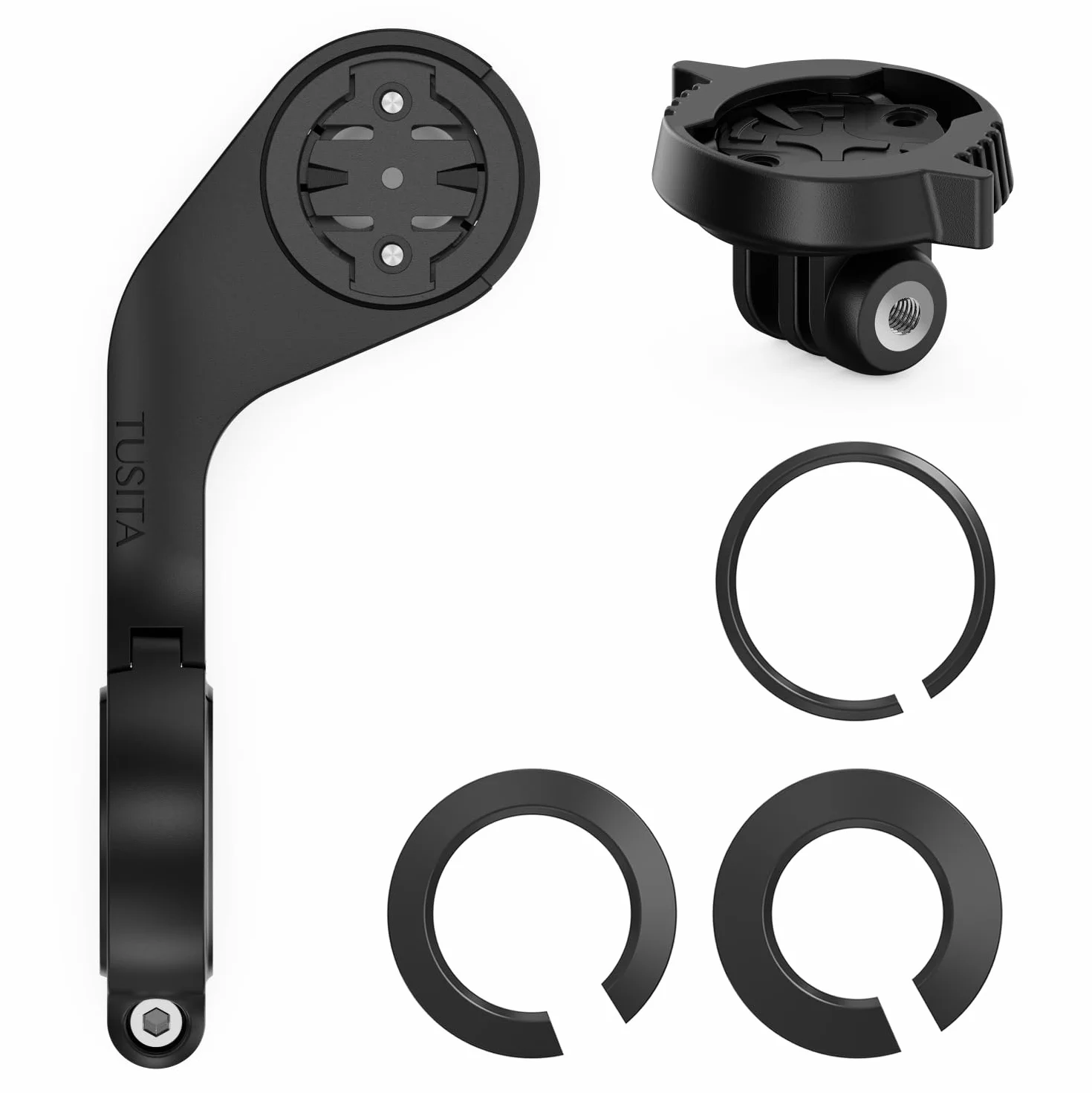 TUSITA Przedni Zlicowane Uchwyt Kompatybilny z Garmin Edge GPS Komputer Rowerowym, Ćwierć Obrotu do Kołnierzem Ciernym Adapter do Mocowania
